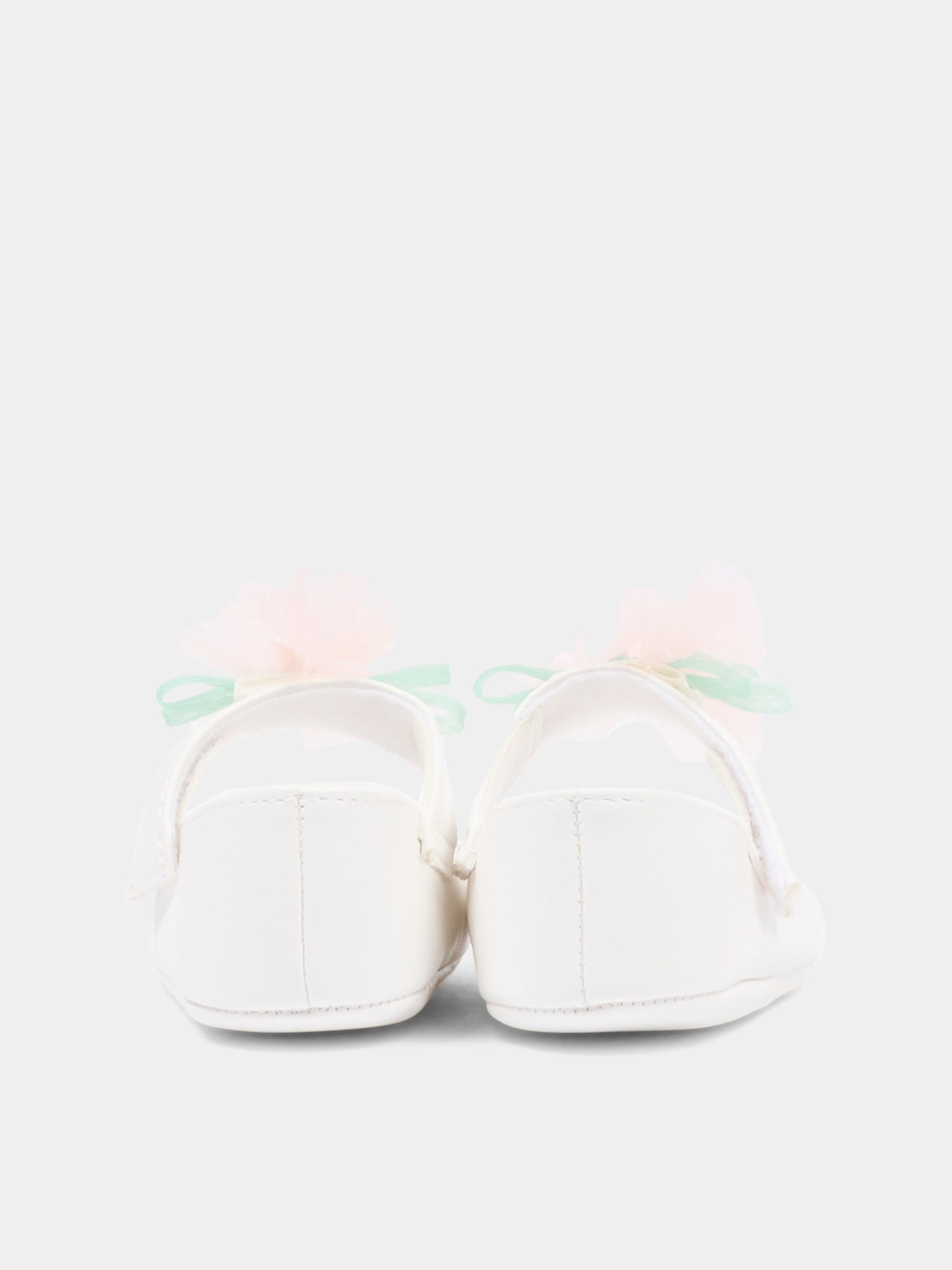 Ballerina bianca per neonata con applicazione floreale,Monnalisa,73G001 - 7768 - 0001