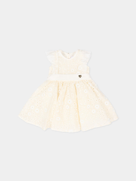 Abito elegante avorio per neonata in pizzo Sangallo,Monnalisa,73G901 - 7943 - 0002