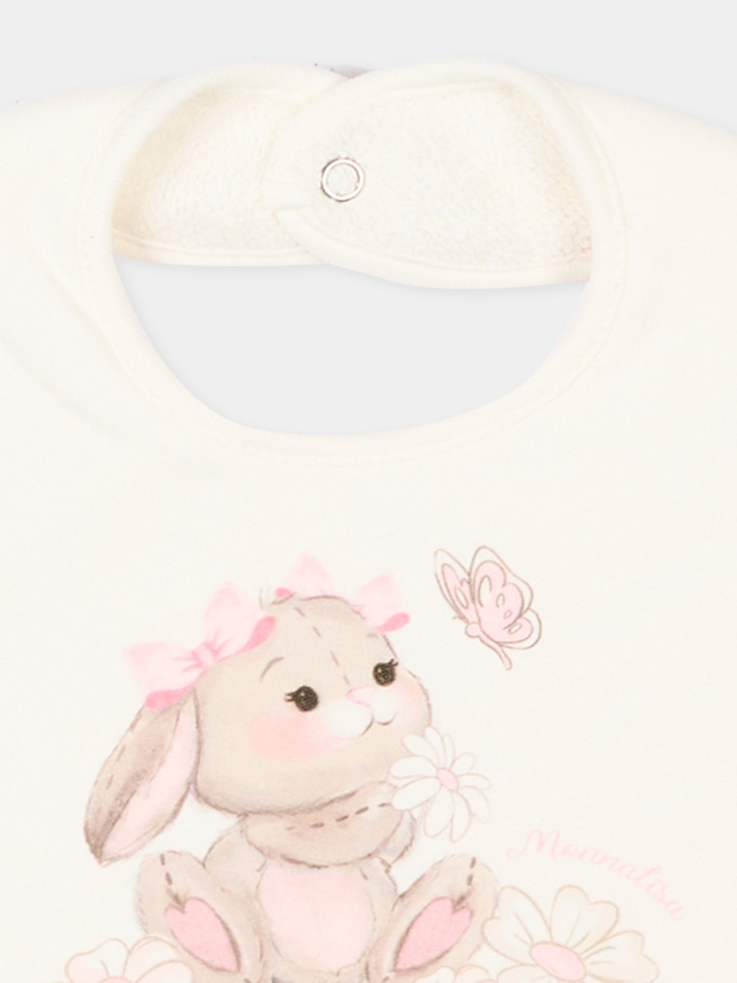 Bavaglino avorio per neonata con coniglio,Monnalisa,35G009 - 7000 - 0001