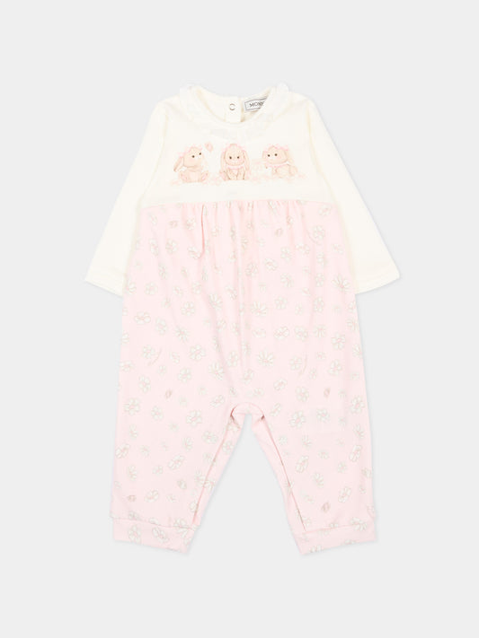 Tutina rosa per neonata con coniglietti,Monnalisa,35G206 - 7000 - 0190