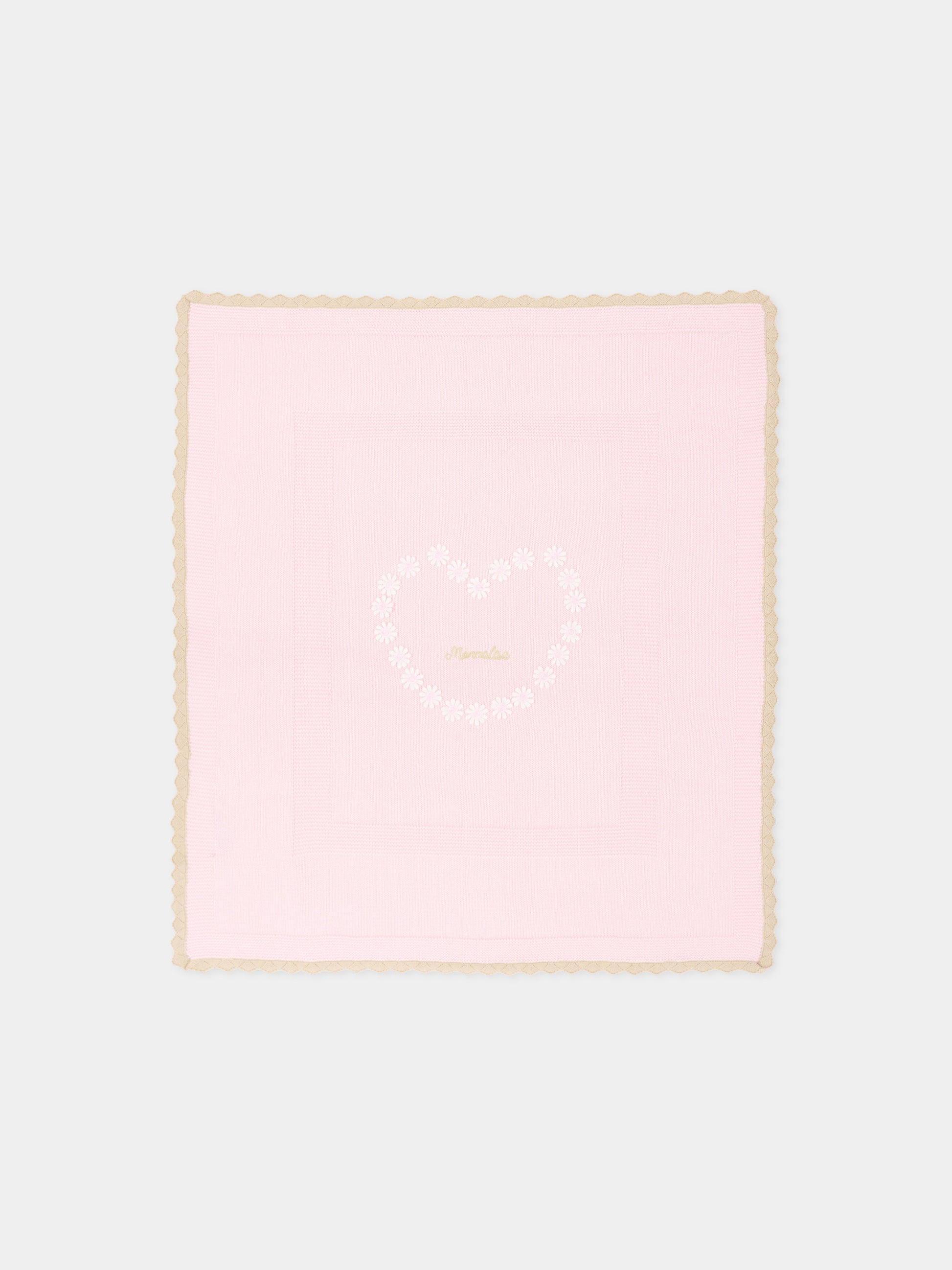 Coperta rosa per neonata con logo,Monnalisa,35G005 - 7040 - 0090