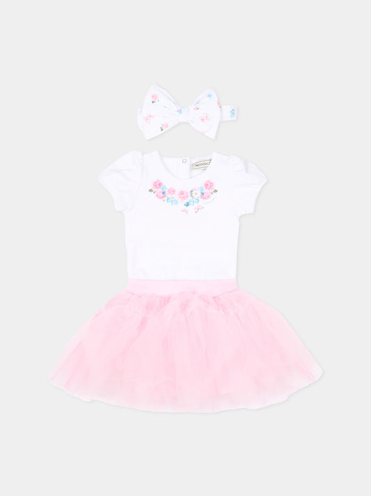 Completo rosa per neonata con stampa floreale,Monnalisa,35G507 - 7000 - 9990