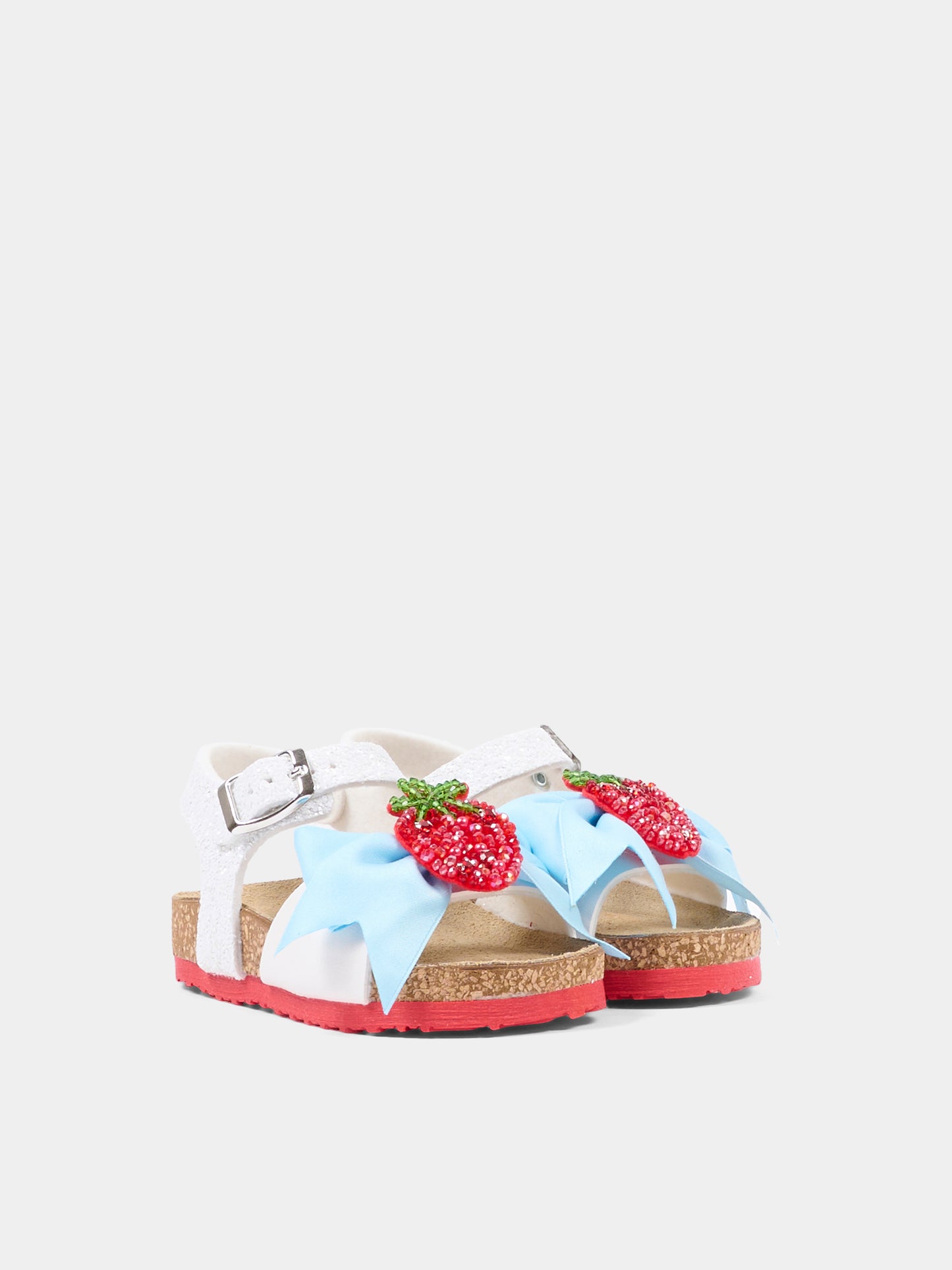 Sandali bianchi per neonata e bambina con fragola,Monnalisa,83G007 - 7708 - 9944