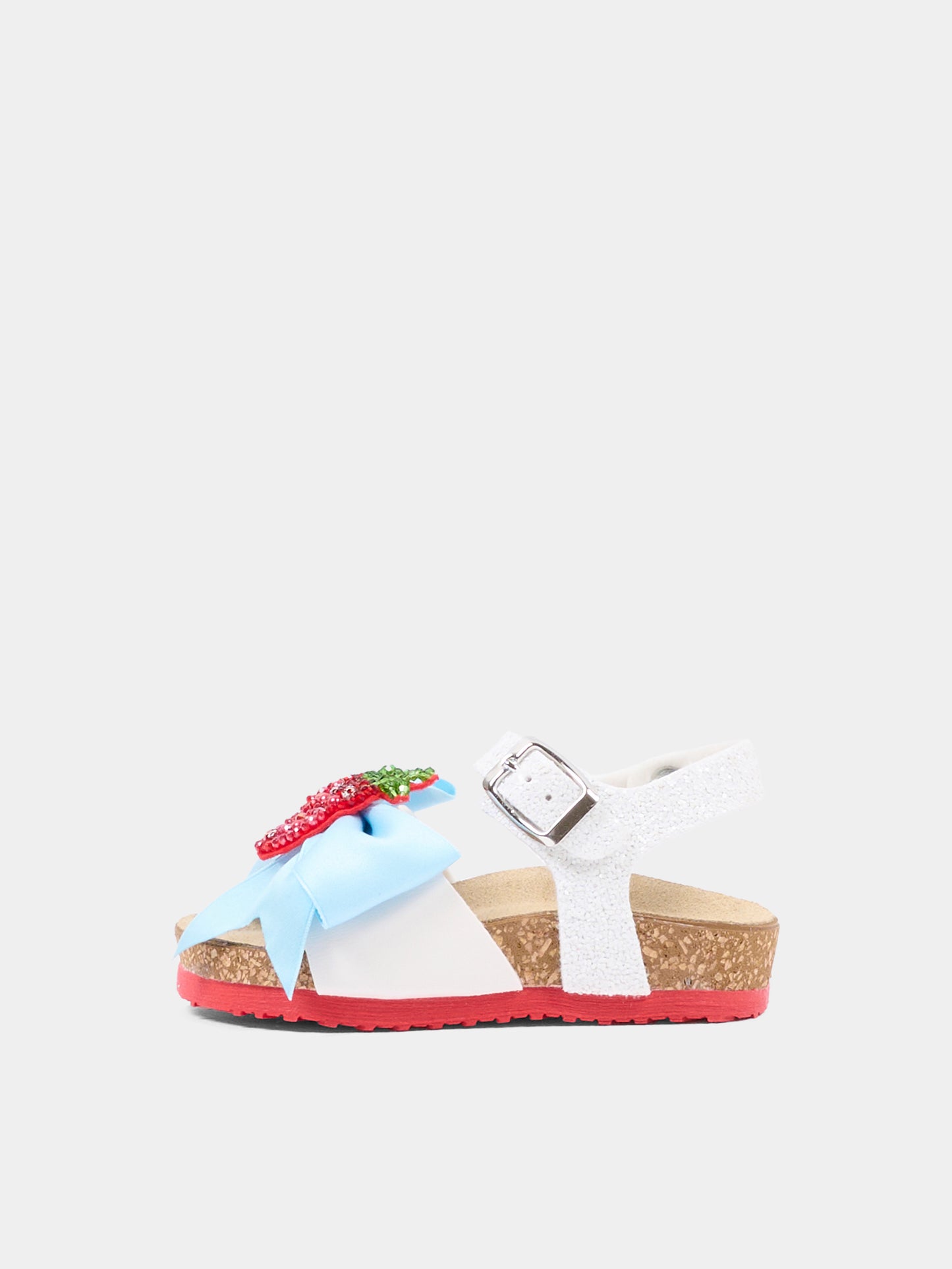 Sandali bianchi per neonata e bambina con fragola,Monnalisa,83G007 - 7708 - 9944