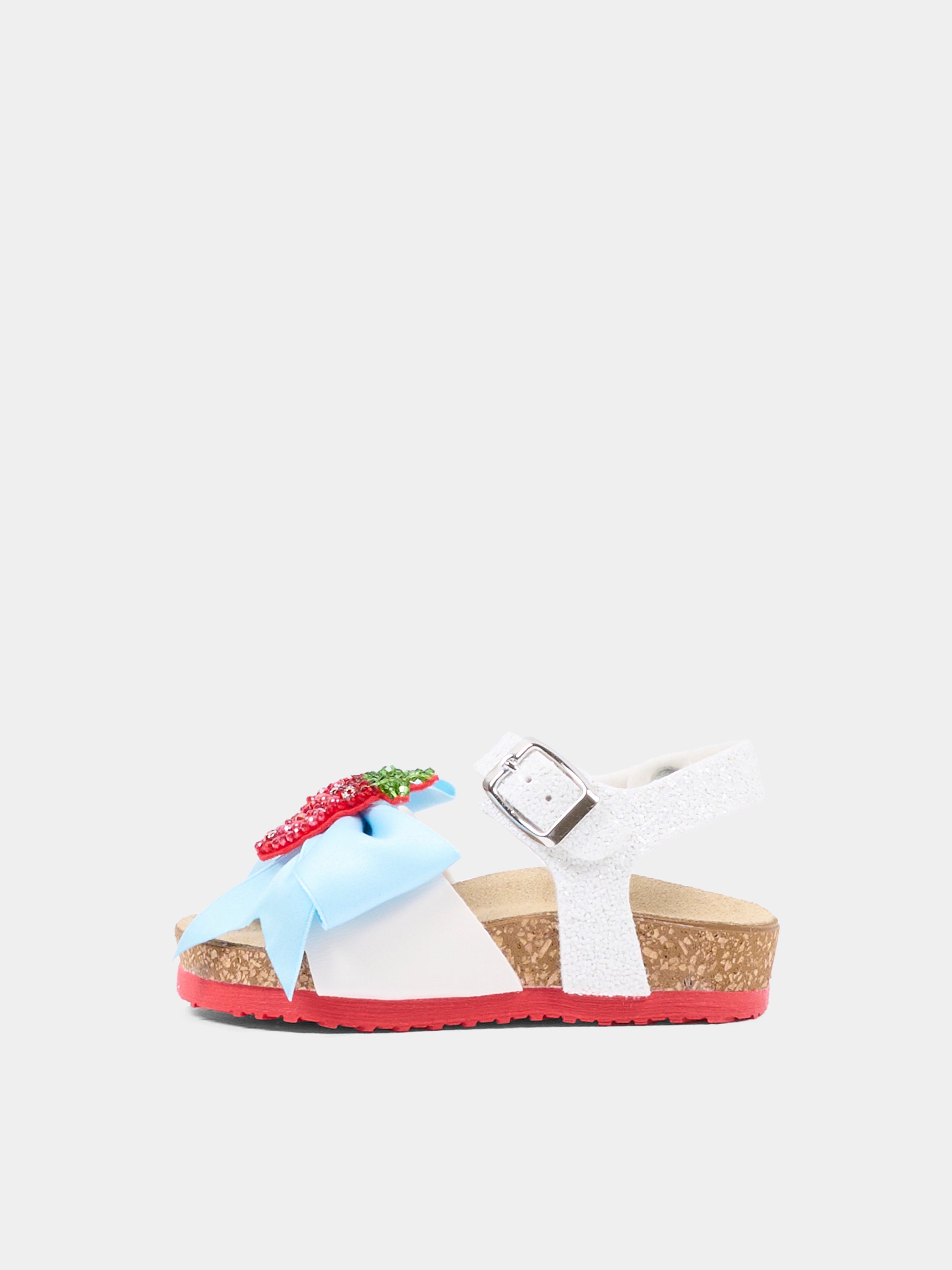 Sandali bianchi per neonata e bambina con fragola,Monnalisa,83G007 - 7708 - 9944
