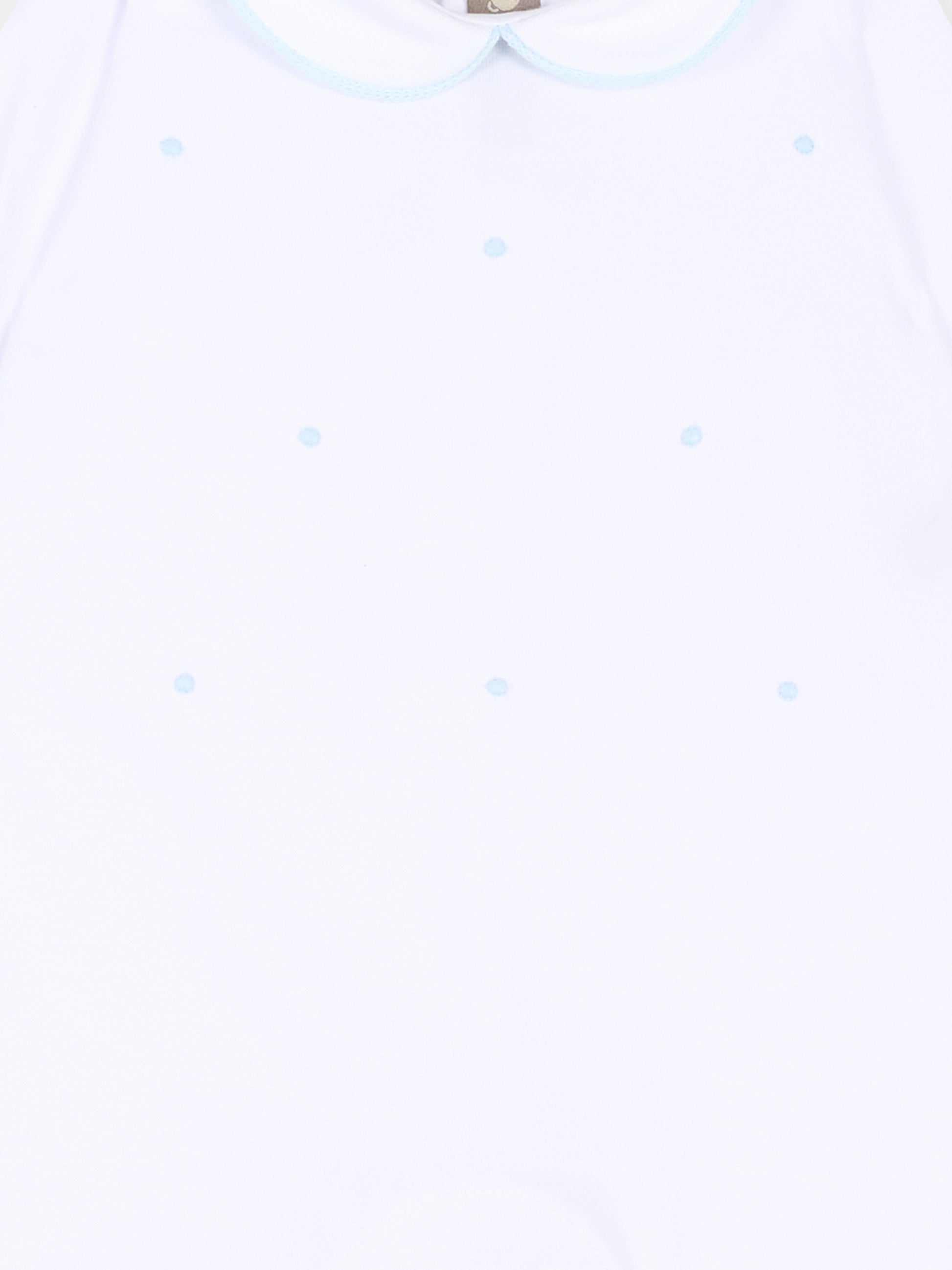 Tutina bianca per neonato con pois celeste,Little Bear,3063 BCO/CIELO