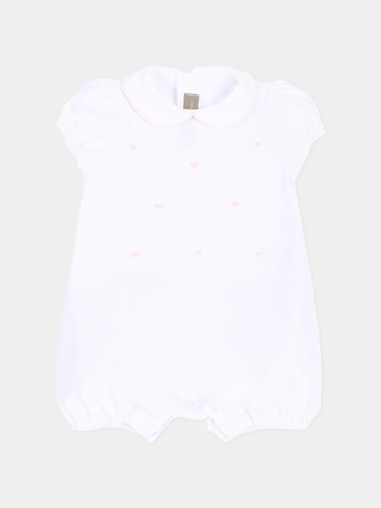 White romper for Baby Girl with hearts