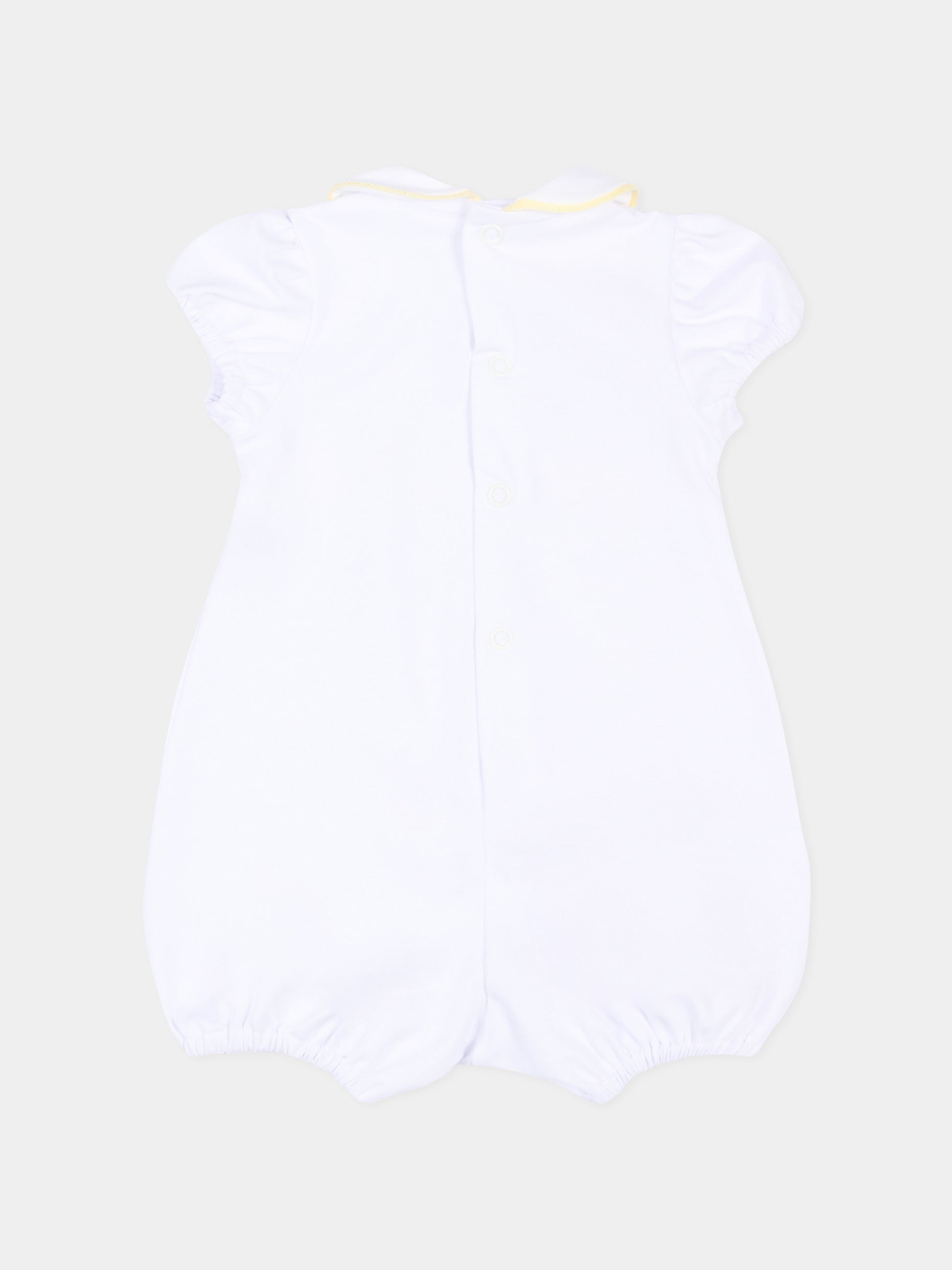 Pagliaccetto bianco per neonati con profili gialli,Little Bear,3078 BCO/GIALLO