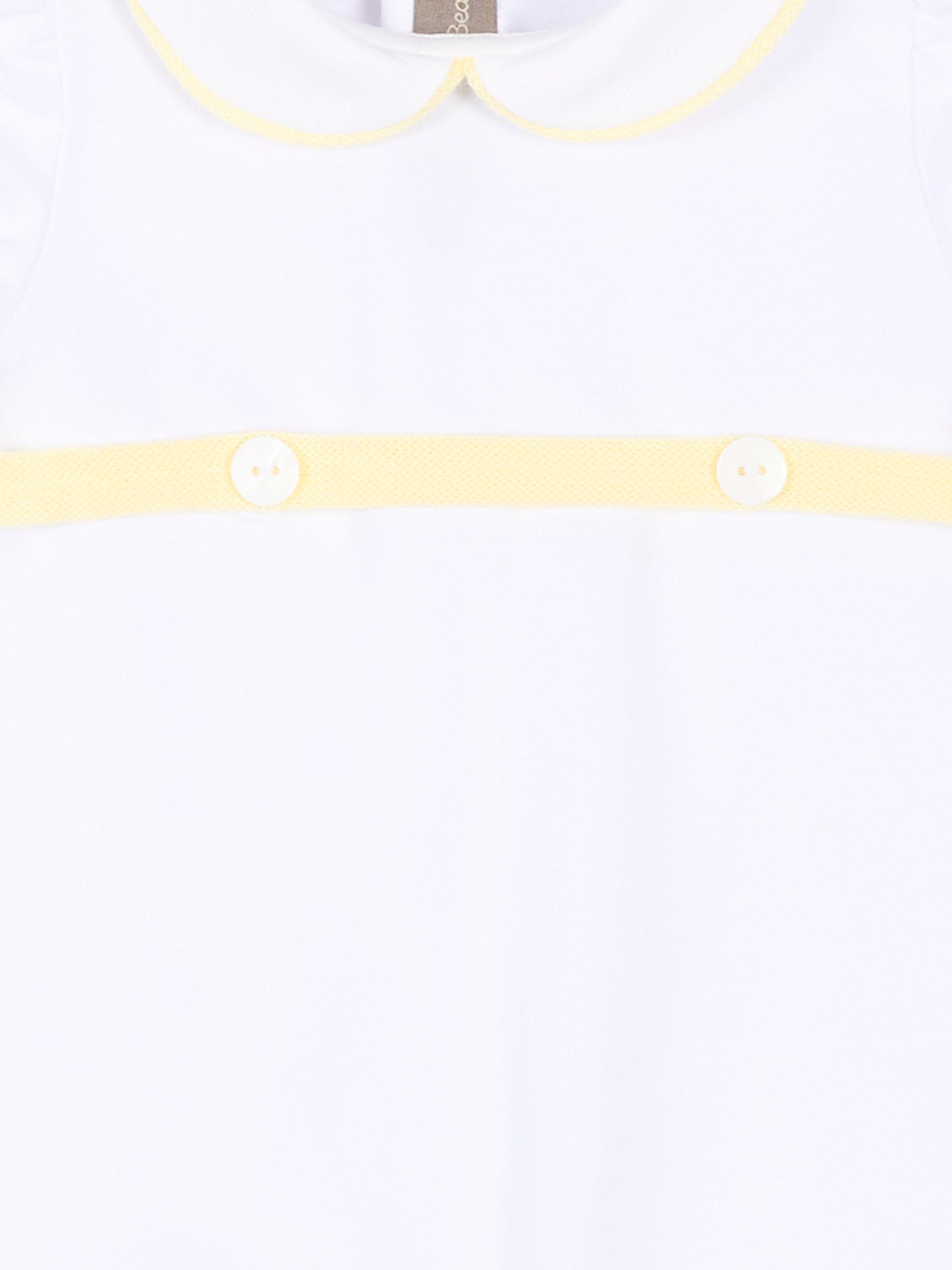 Pagliaccetto bianco per neonati con profili gialli,Little Bear,3078 BCO/GIALLO