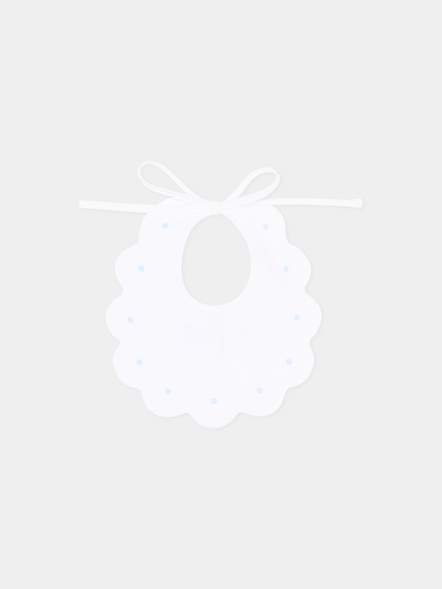 Bavaglino bianco per neonato con pois celesti,Little Bear,2042 BCO/CIELO