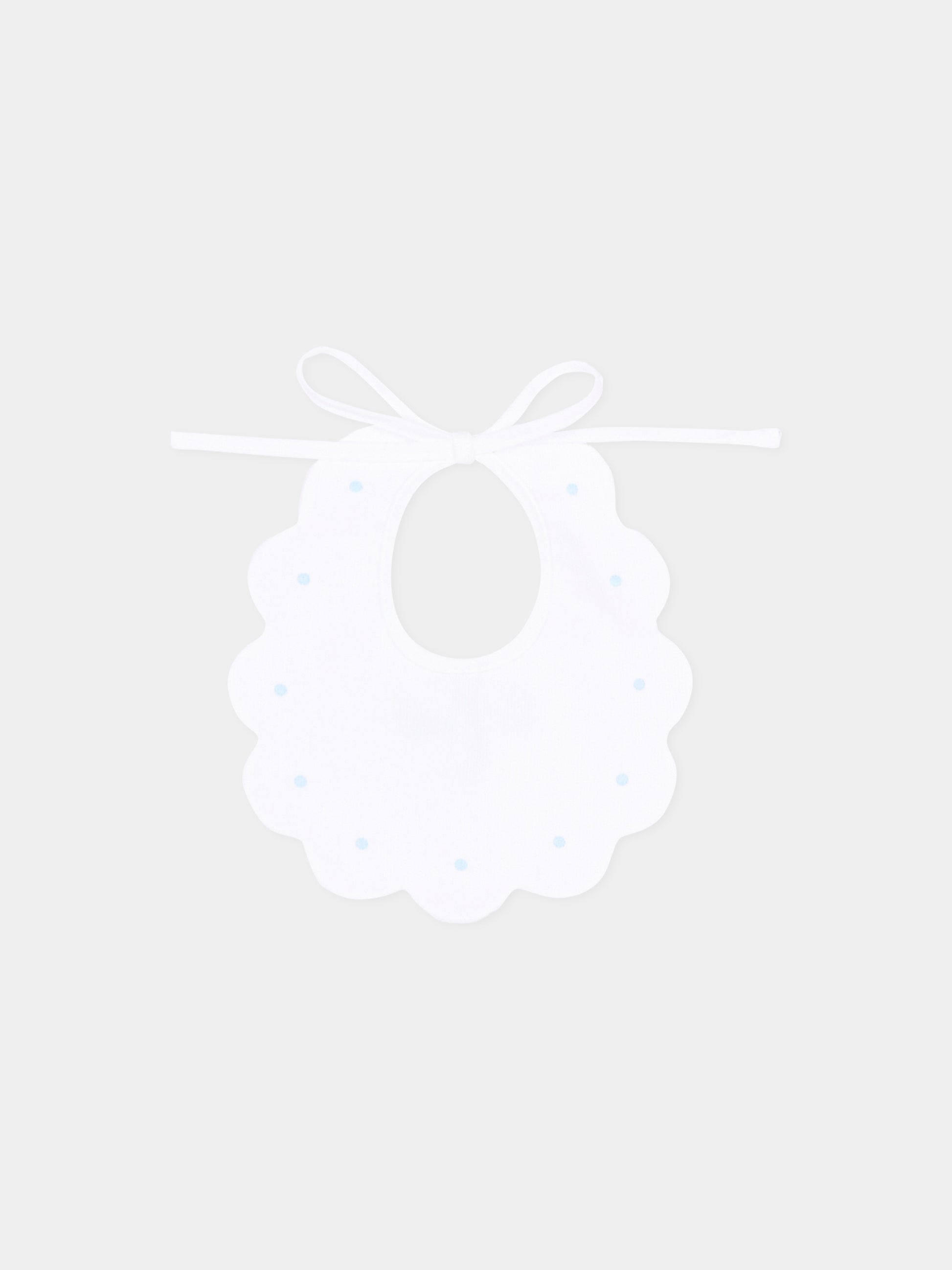 Bavaglino bianco per neonato con pois celesti,Little Bear,2042 BCO/CIELO