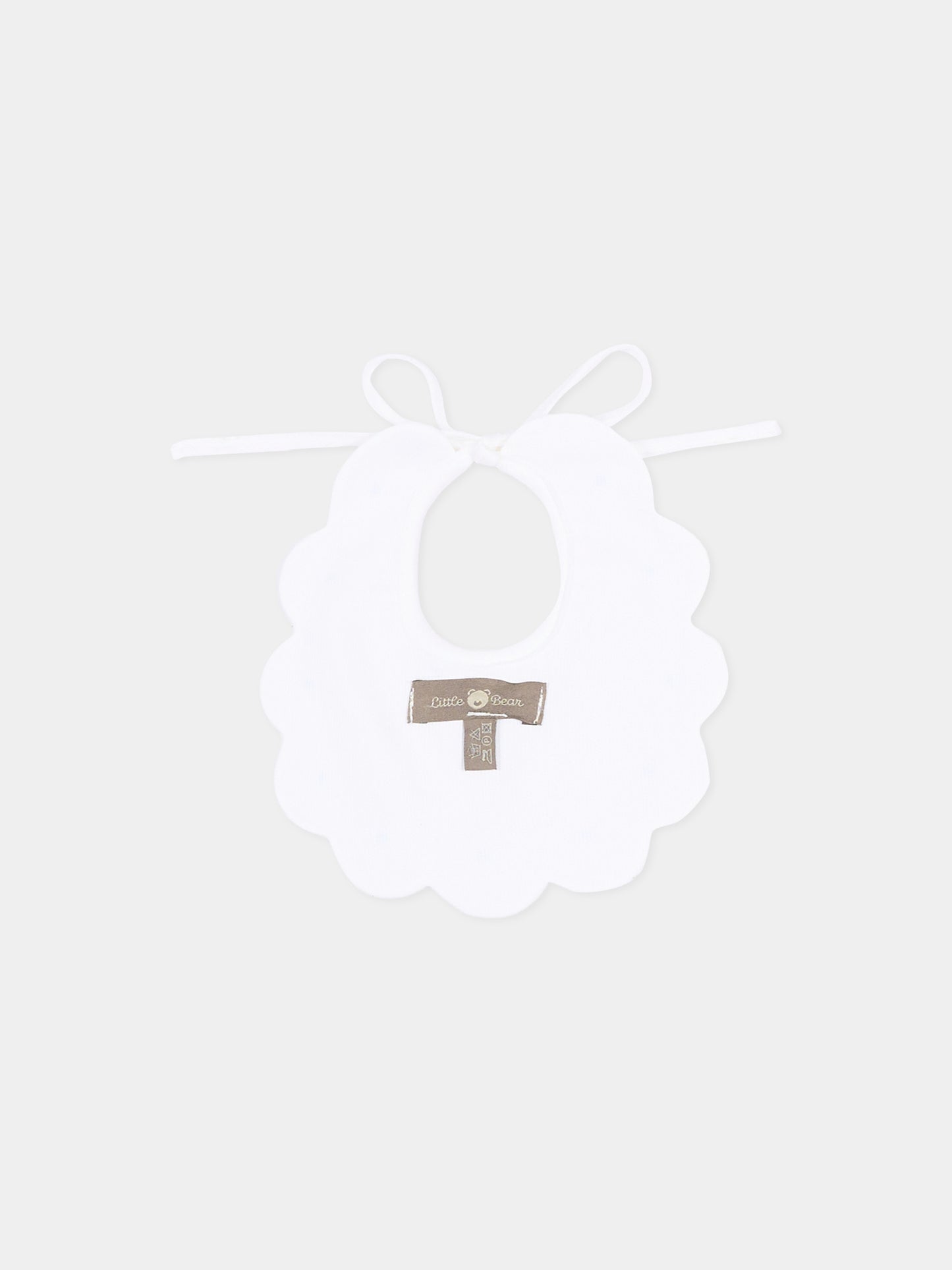 Bavaglino bianco per neonato con pois celesti,Little Bear,2042 BCO/CIELO