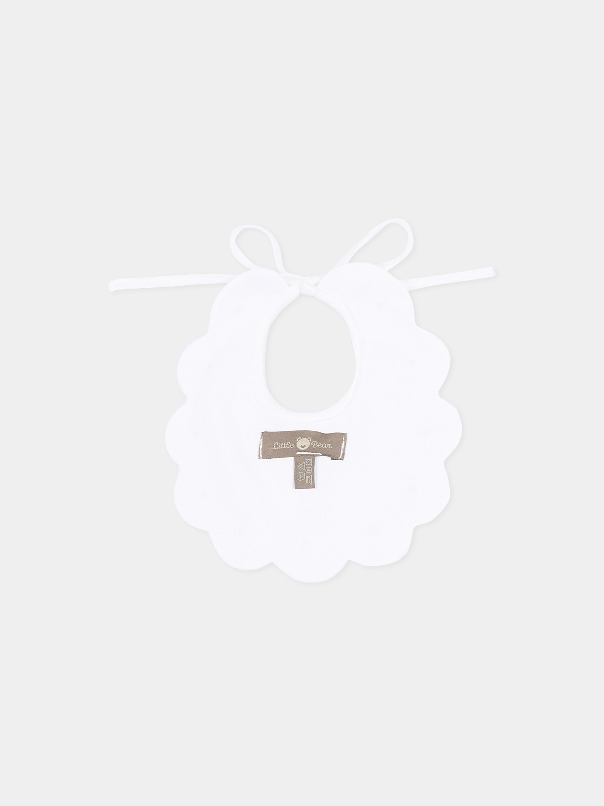 Bavaglino bianco per neonato con pois celesti,Little Bear,2042 BCO/CIELO