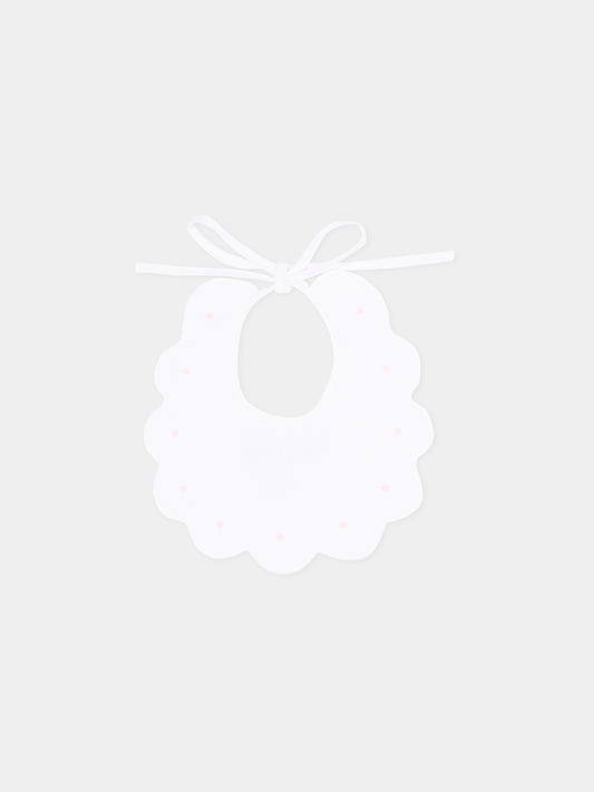 Bavaglino bianco per neonata con pois rosa,Little Bear,2042 BCO/ROSA