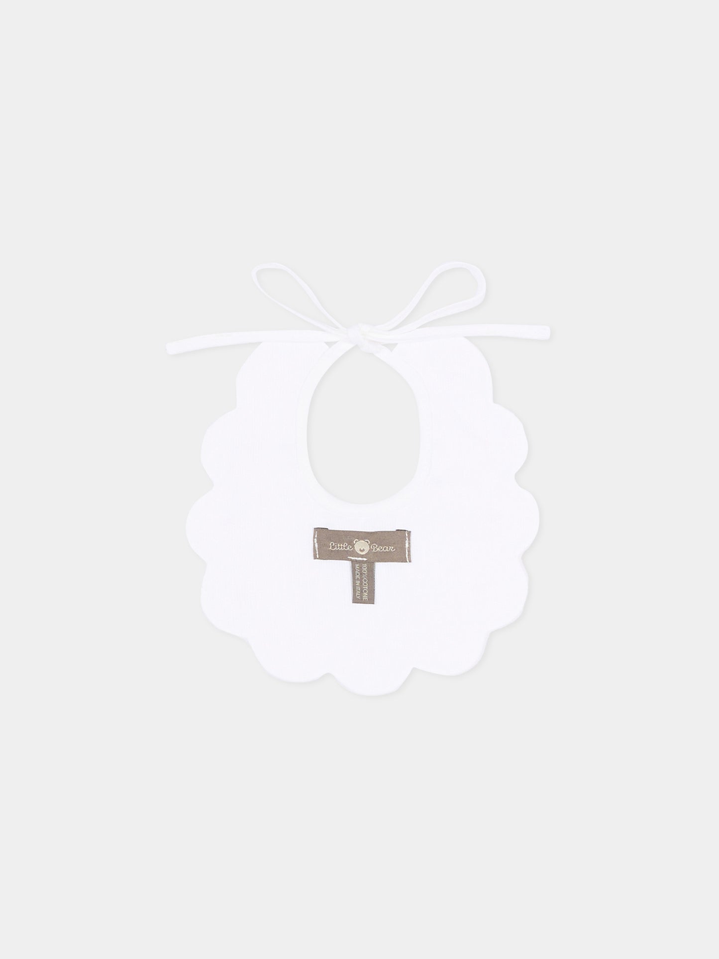 Bavaglino bianco per neonata con pois rosa,Little Bear,2042 BCO/ROSA