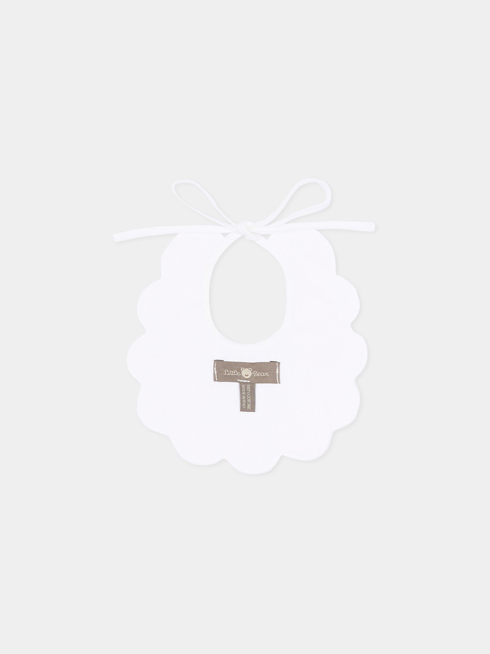 Bavaglino bianco per neonata con pois rosa,Little Bear,2042 BCO/ROSA