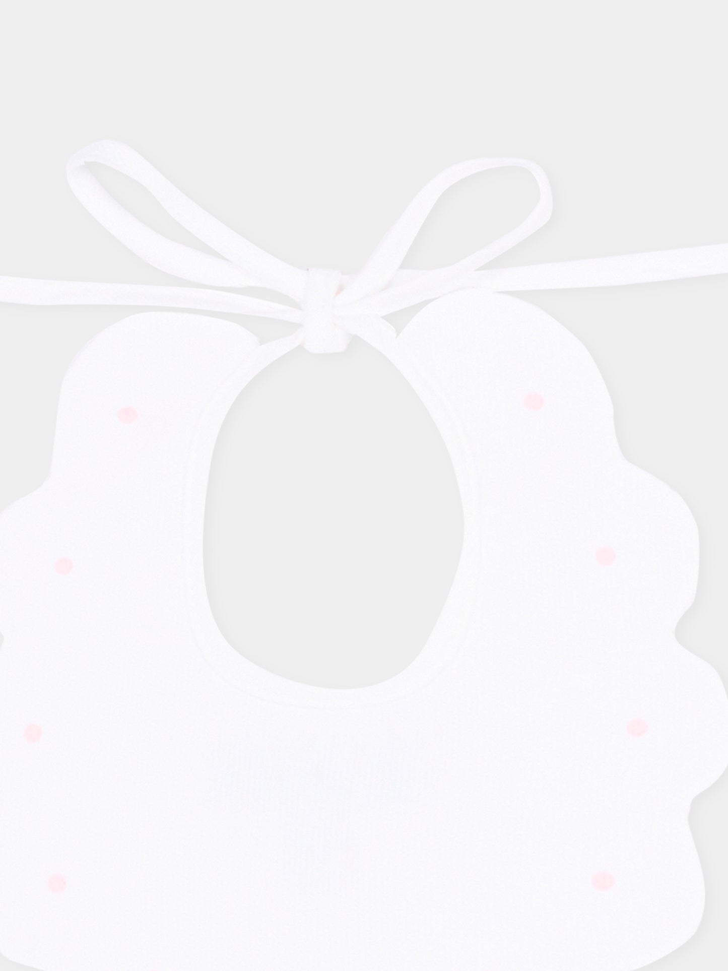 Bavaglino bianco per neonata con pois rosa,Little Bear,2042 BCO/ROSA