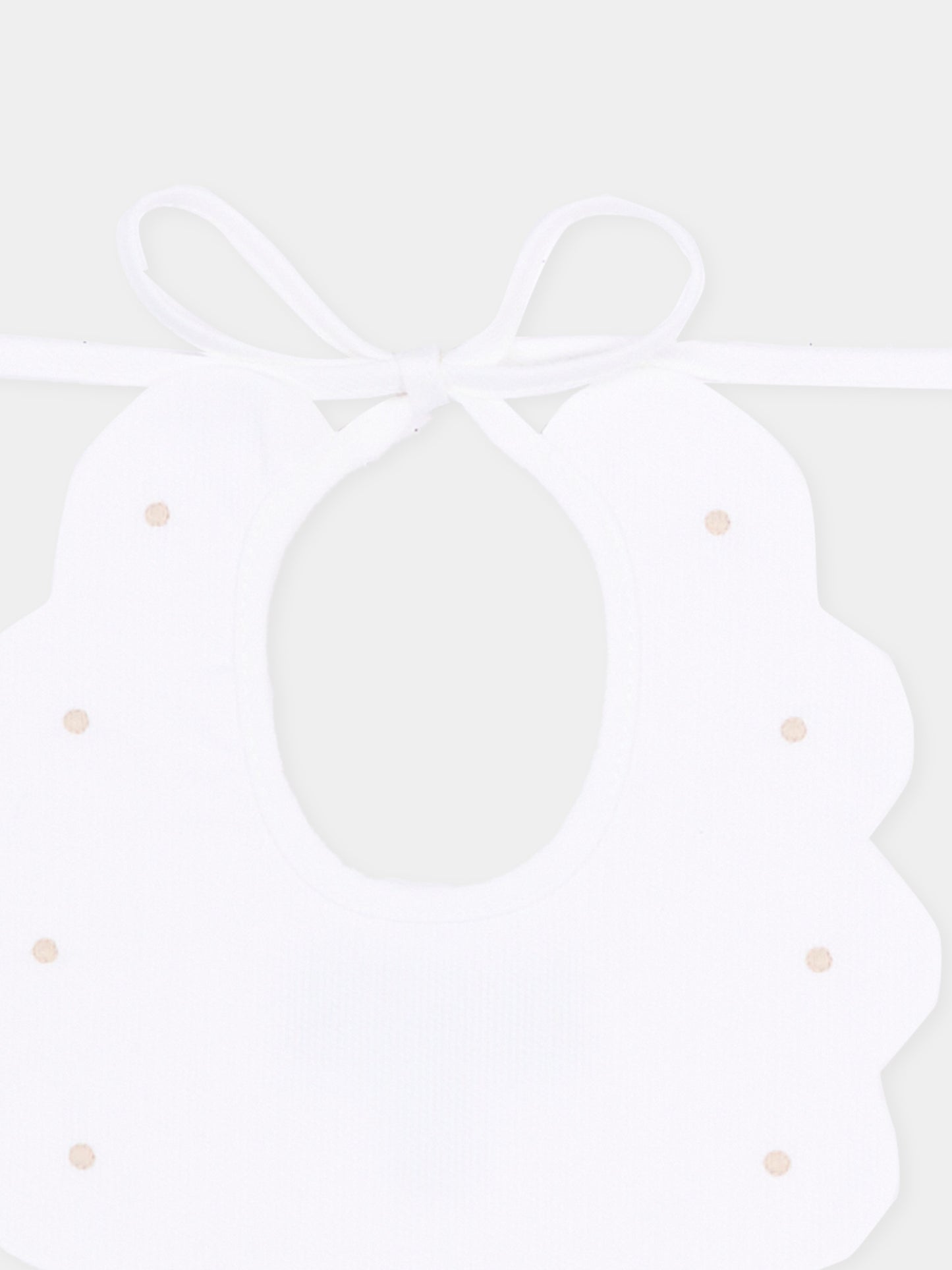 Bavaglino bianco per neonati con pois beige,Little Bear,2042 BCO/CORDA