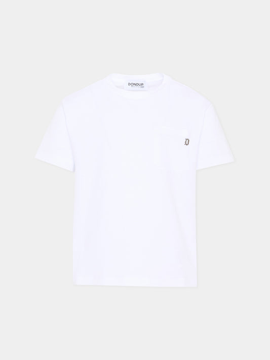 T-shirt bianca per bambino con logo,Dondup Kids,DMTS051 0 JE006 B000