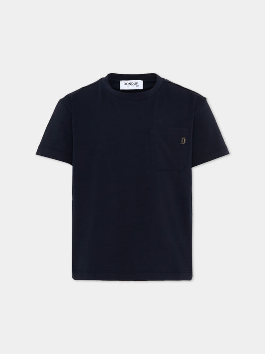T-Shirt blu per bambino con logo,Dondup Kids,DMTS051 0 JE017 4005