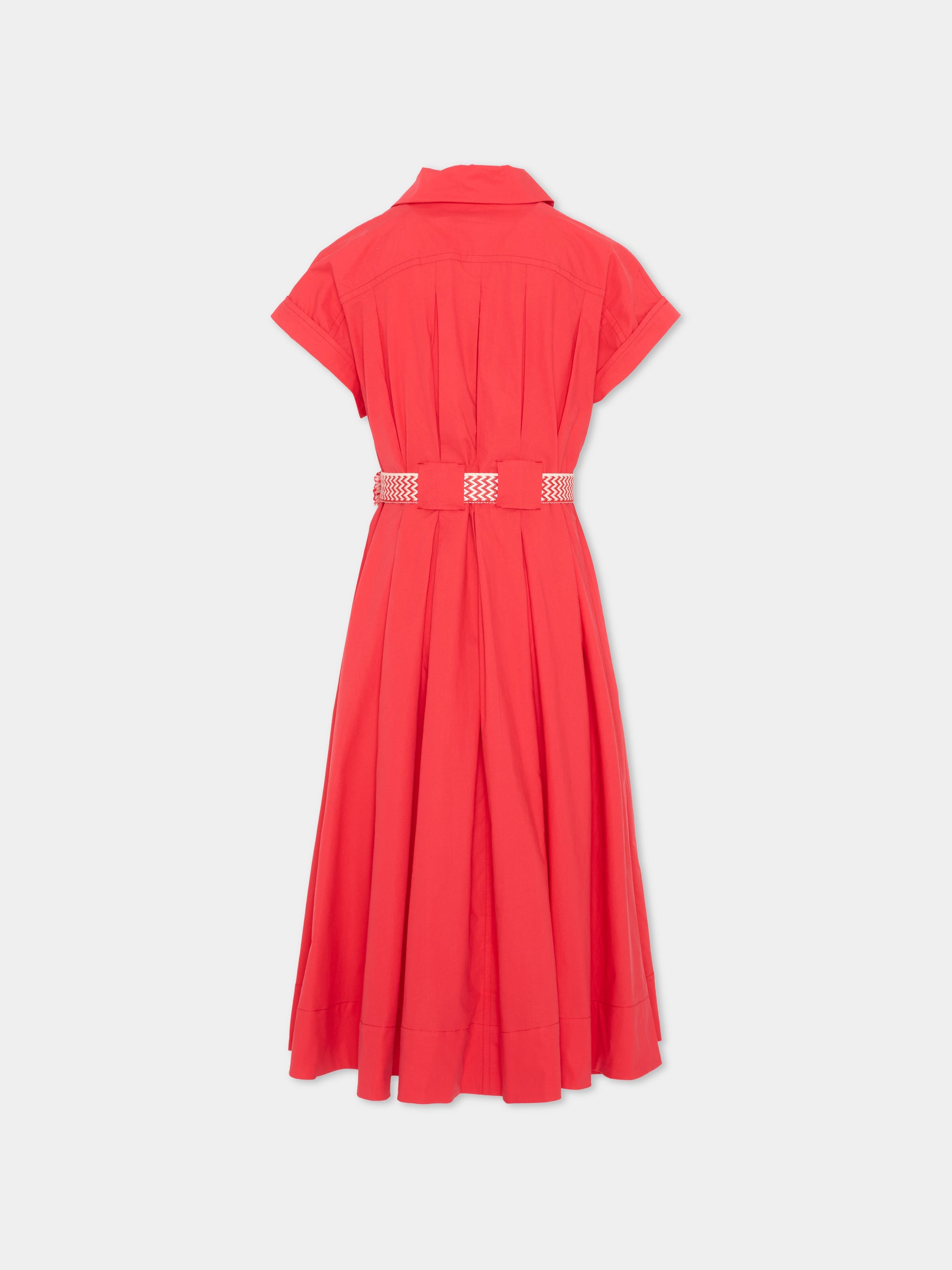 Vestito rosso per bambina con cintura,Lanvin Petite,N30345 998