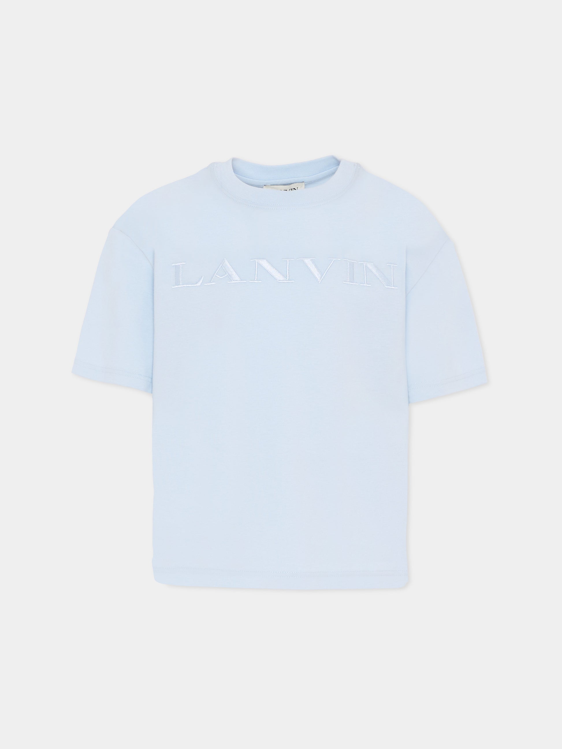 T-Shirt celeste per bambino con logo,Lanvin Petite,N30360 79L