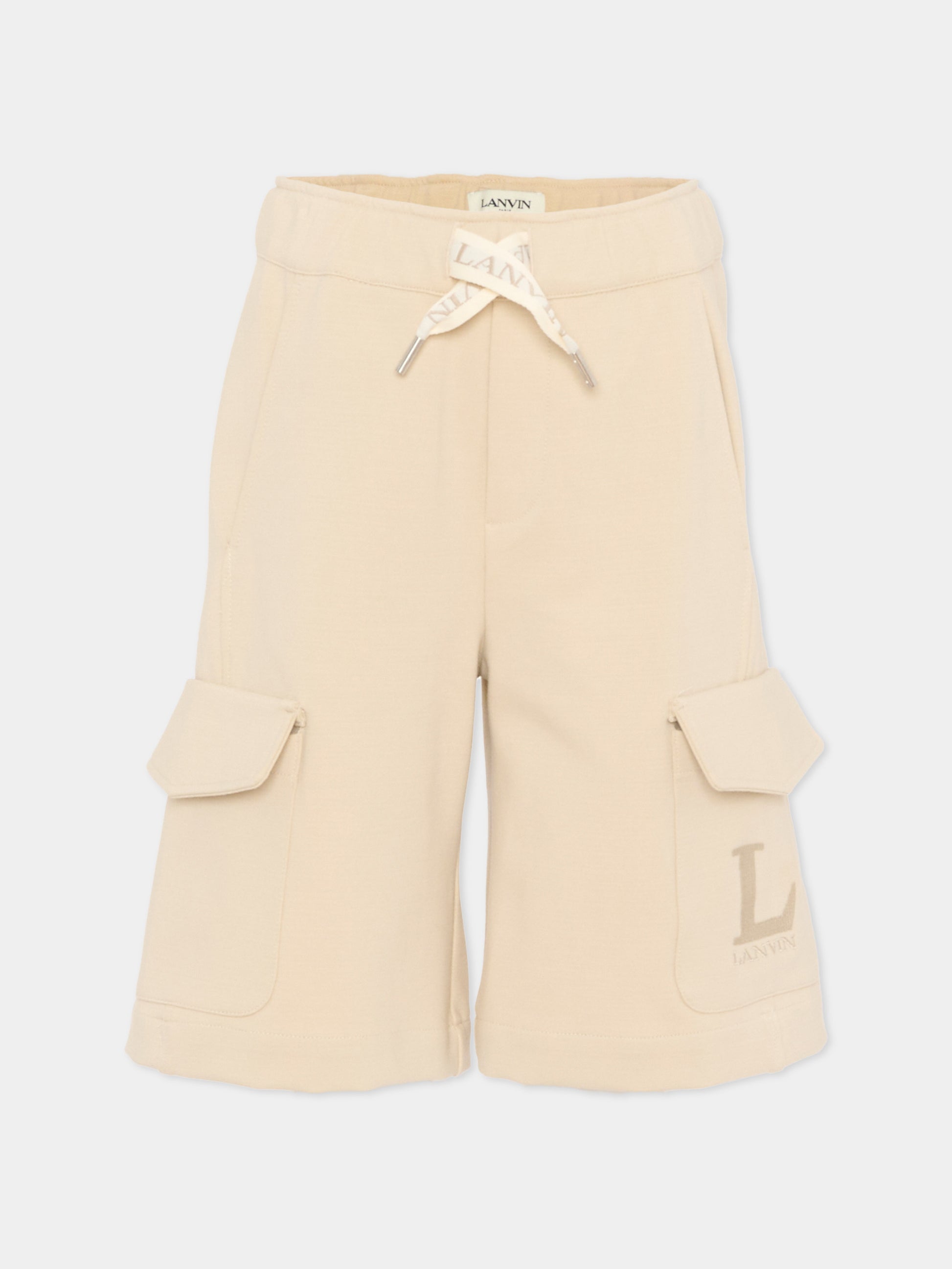 Shorts beige per bambino con logo,Lanvin Petite,N30377 180