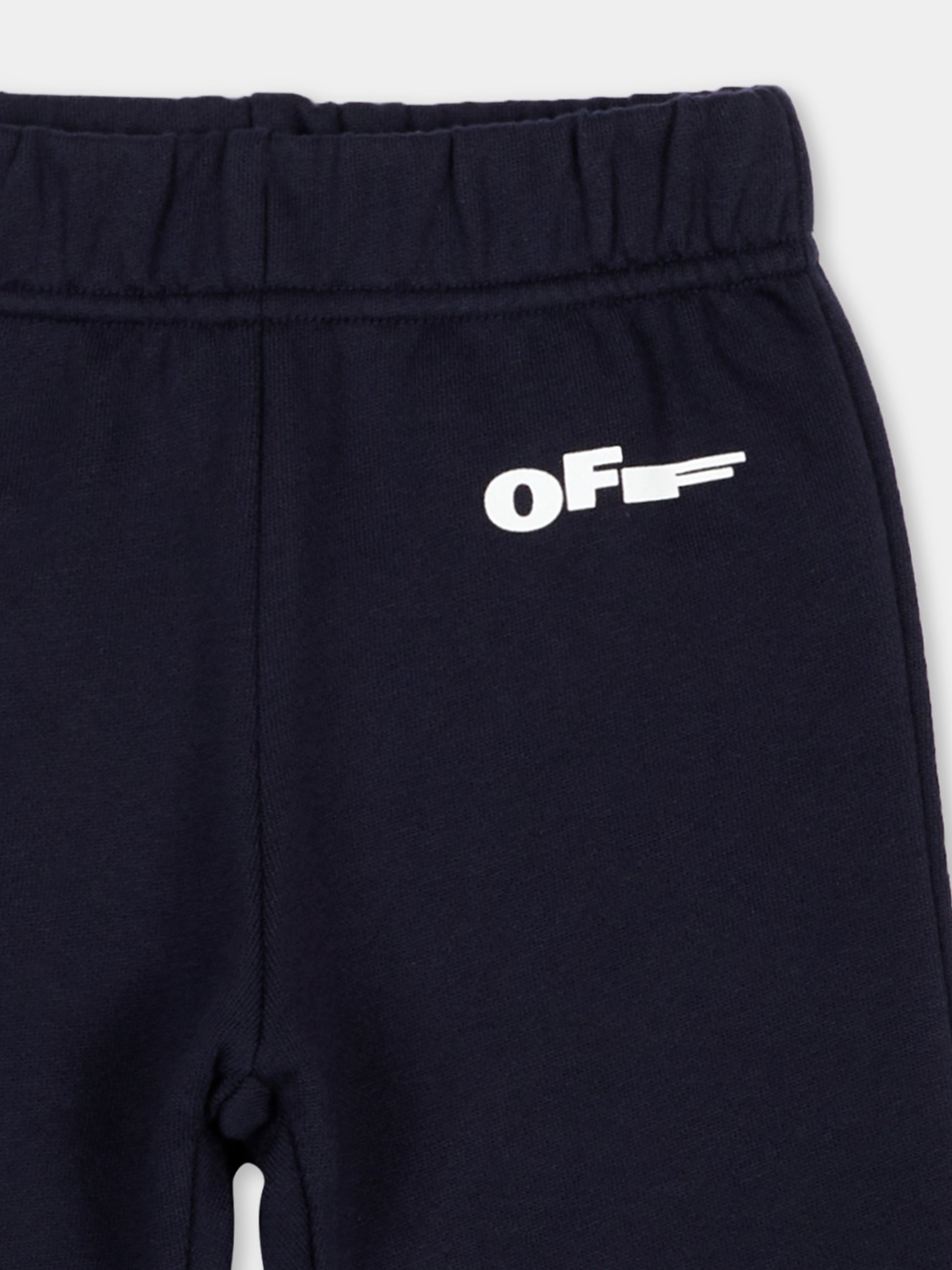 Pantaloni sportivi blu per neonati con logo,Off White,44BXD001S26F001410