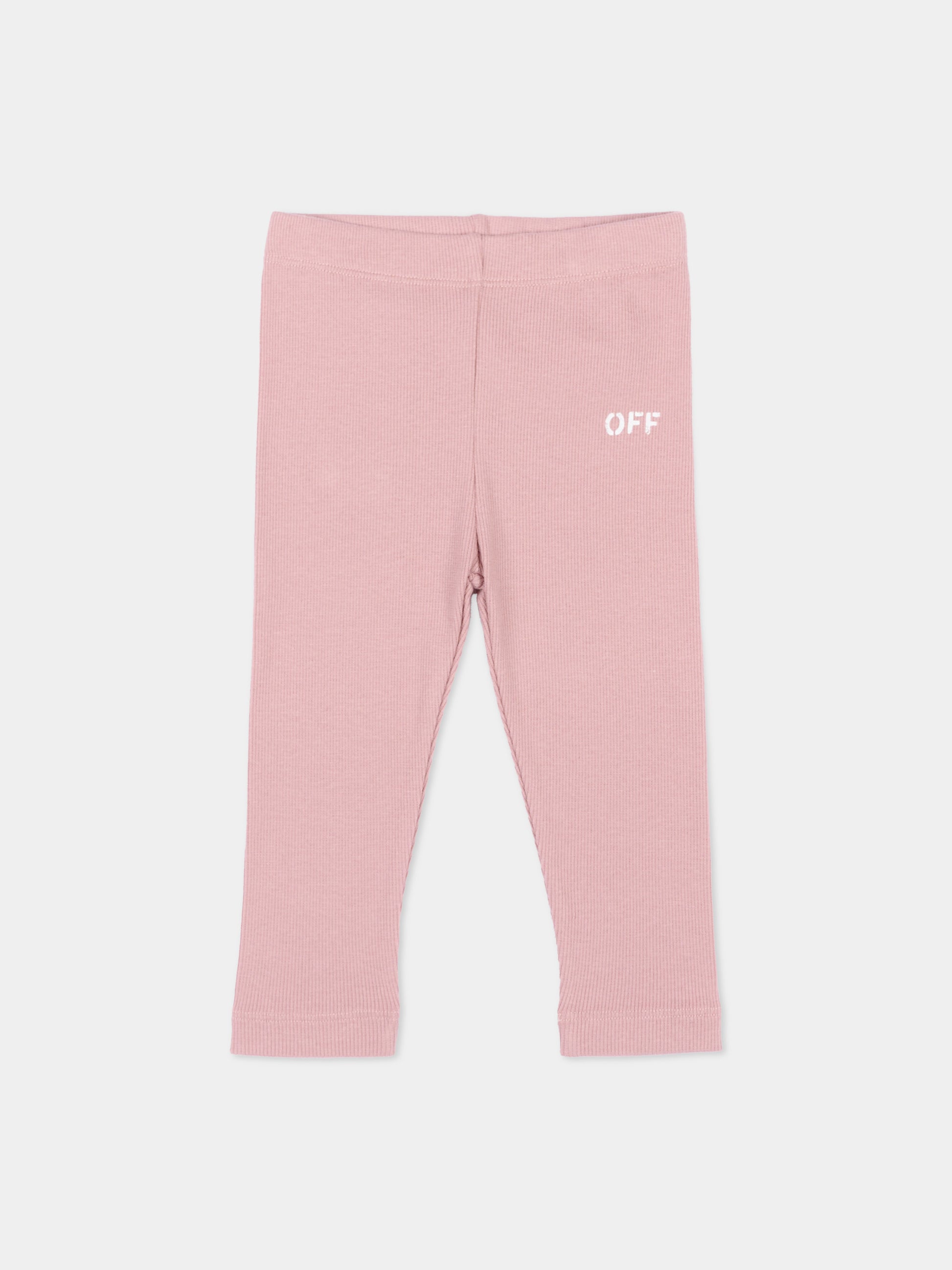 Leggings rosa per neonata con logo,Off White,44GX3001S26J001651