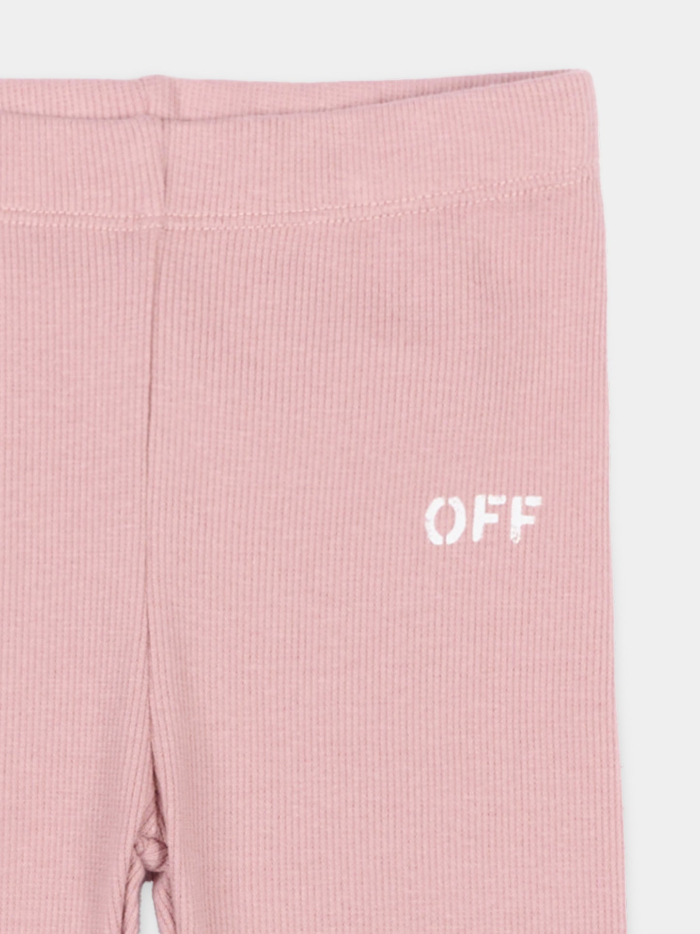Leggings rosa per neonata con logo,Off White,44GX3001S26J001651