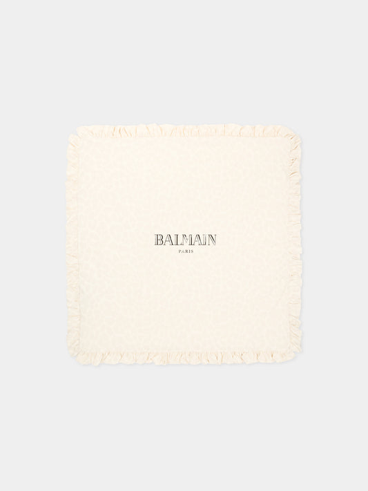 Coperta beige per neonati con logo,Balmain Kids,BY0010-Z3763 102BG