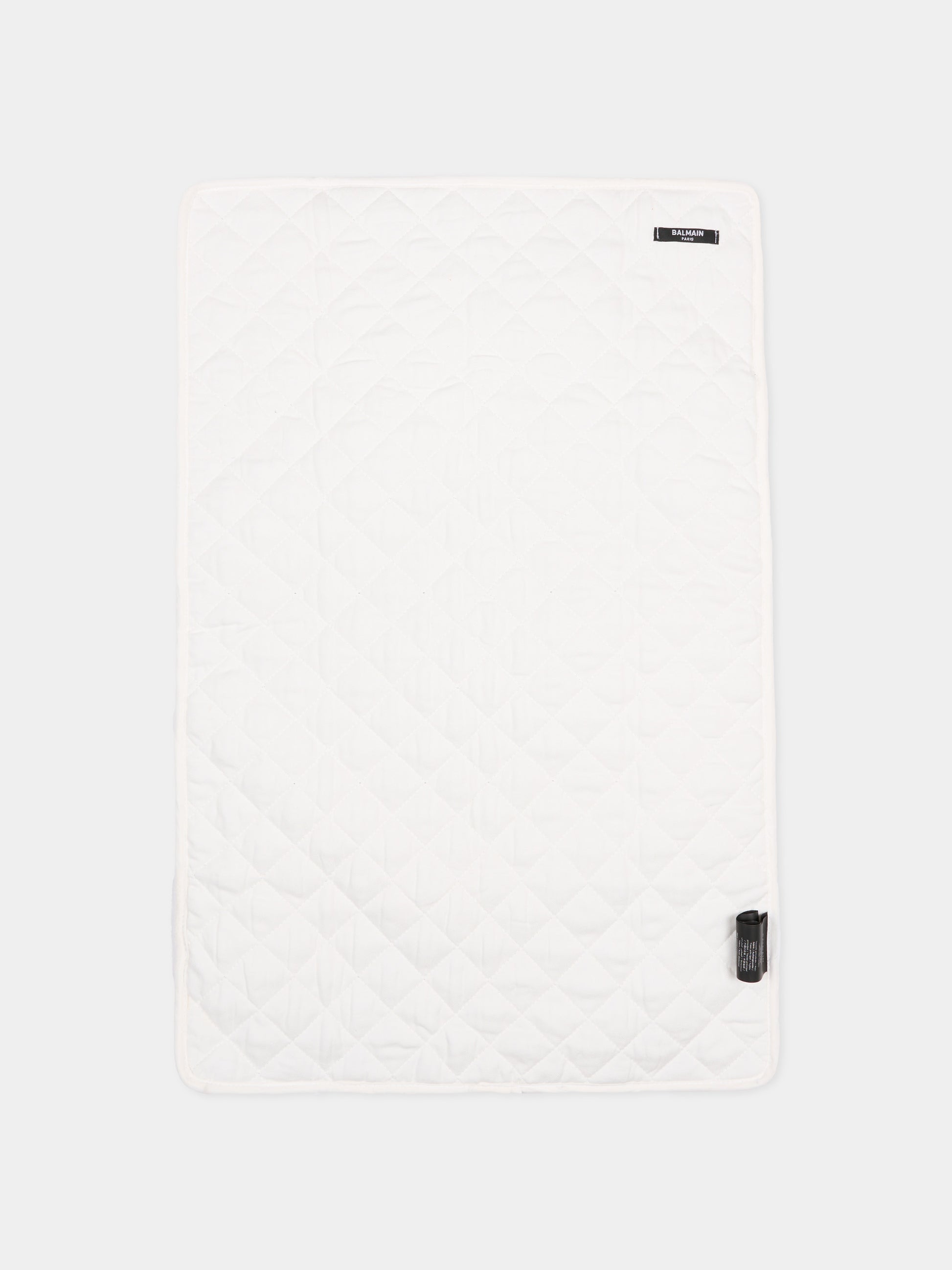 Borsa mamma avorio per neonati con logo ricamato,Balmain Kids,BY0618-Z1839 102NE