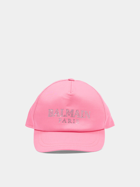 Cappello rosa con visiera per bambina con logo,Balmain Kids,BY0A77-G0197 552