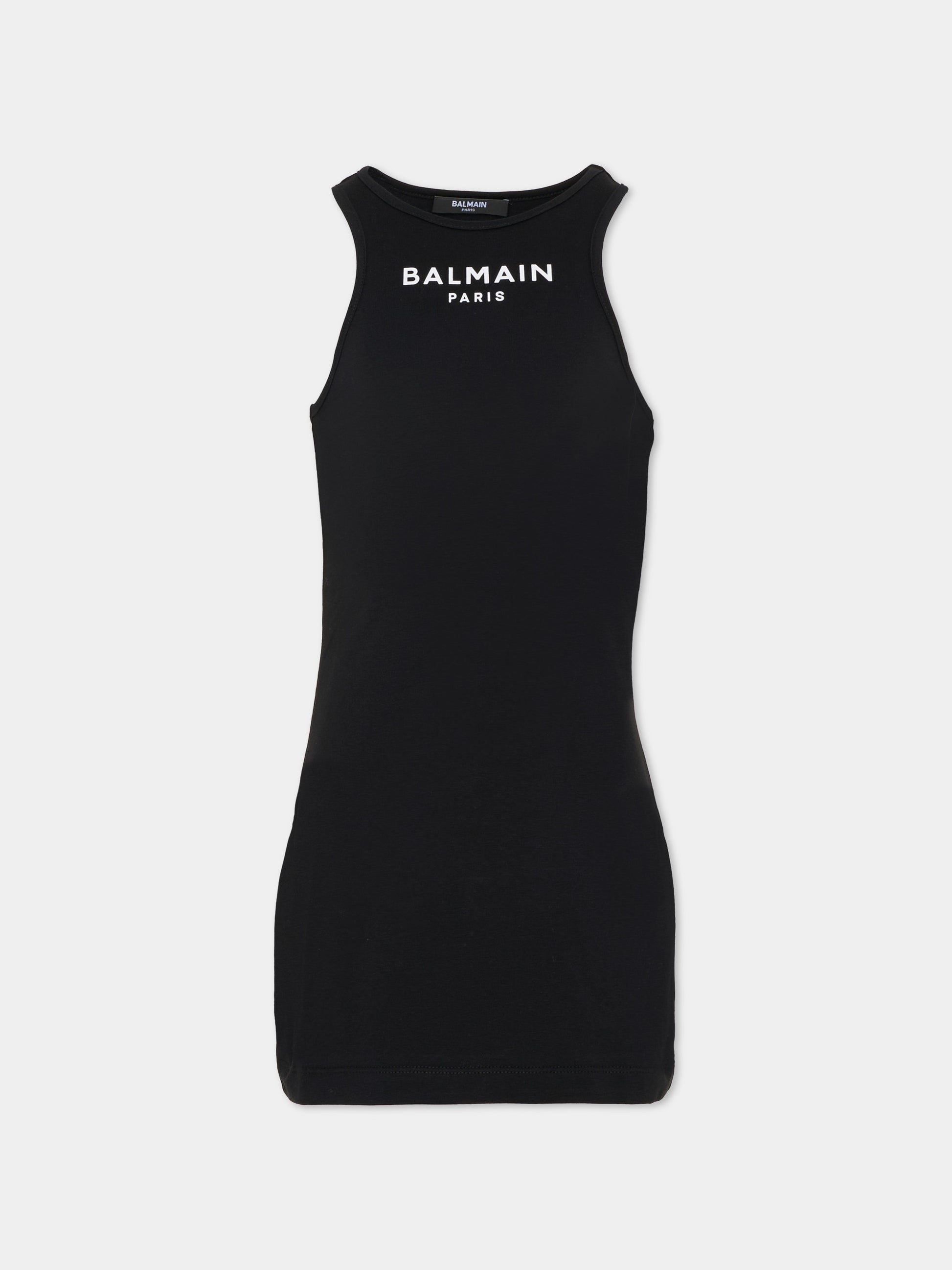 Vestito nero per bambina con logo,Balmain Kids,BY1A12-Z3277 930BC