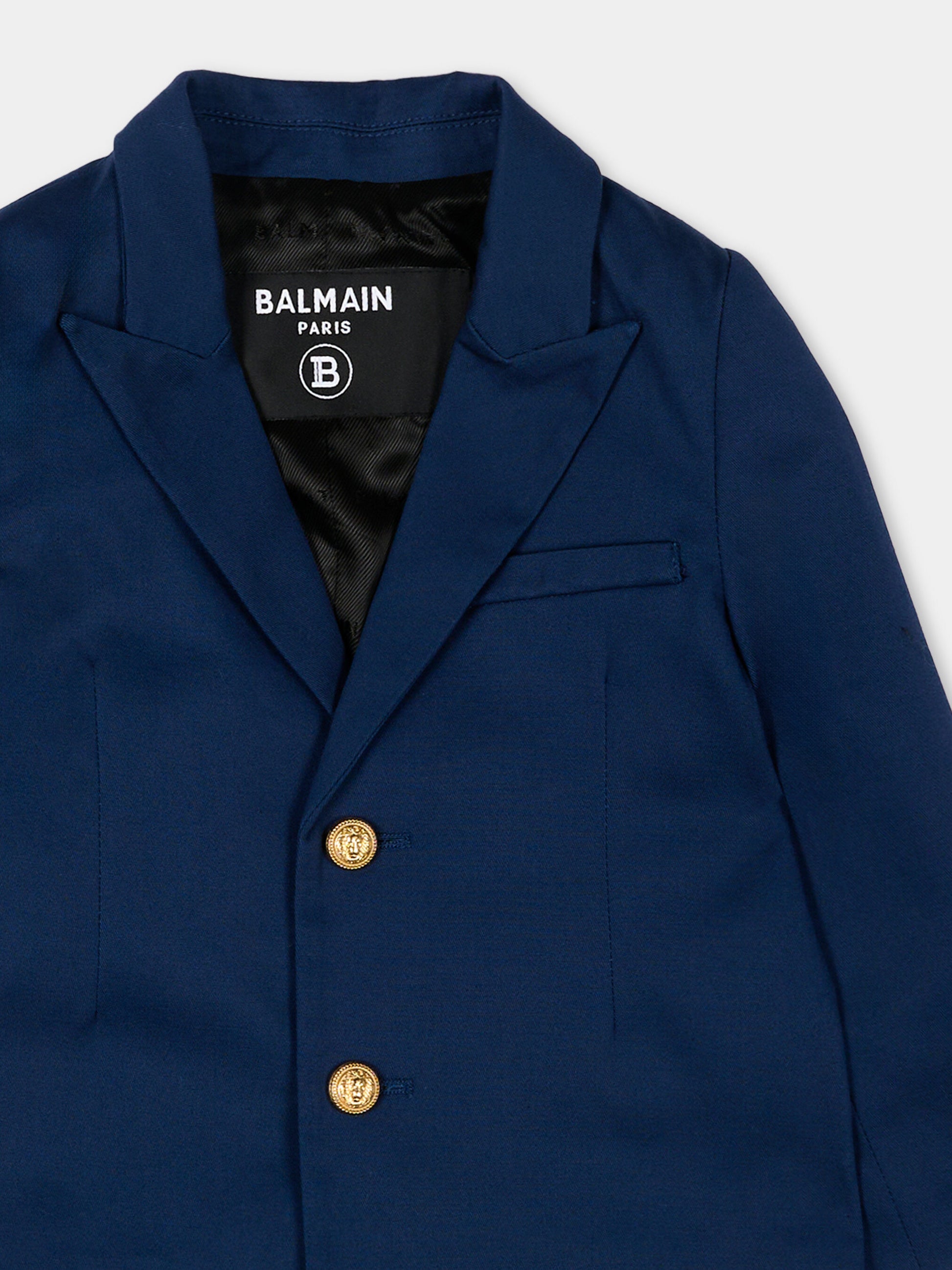 Giaccca blu per neonato con bottoni oro,Balmain Kids,BY2524-G0197 620OR