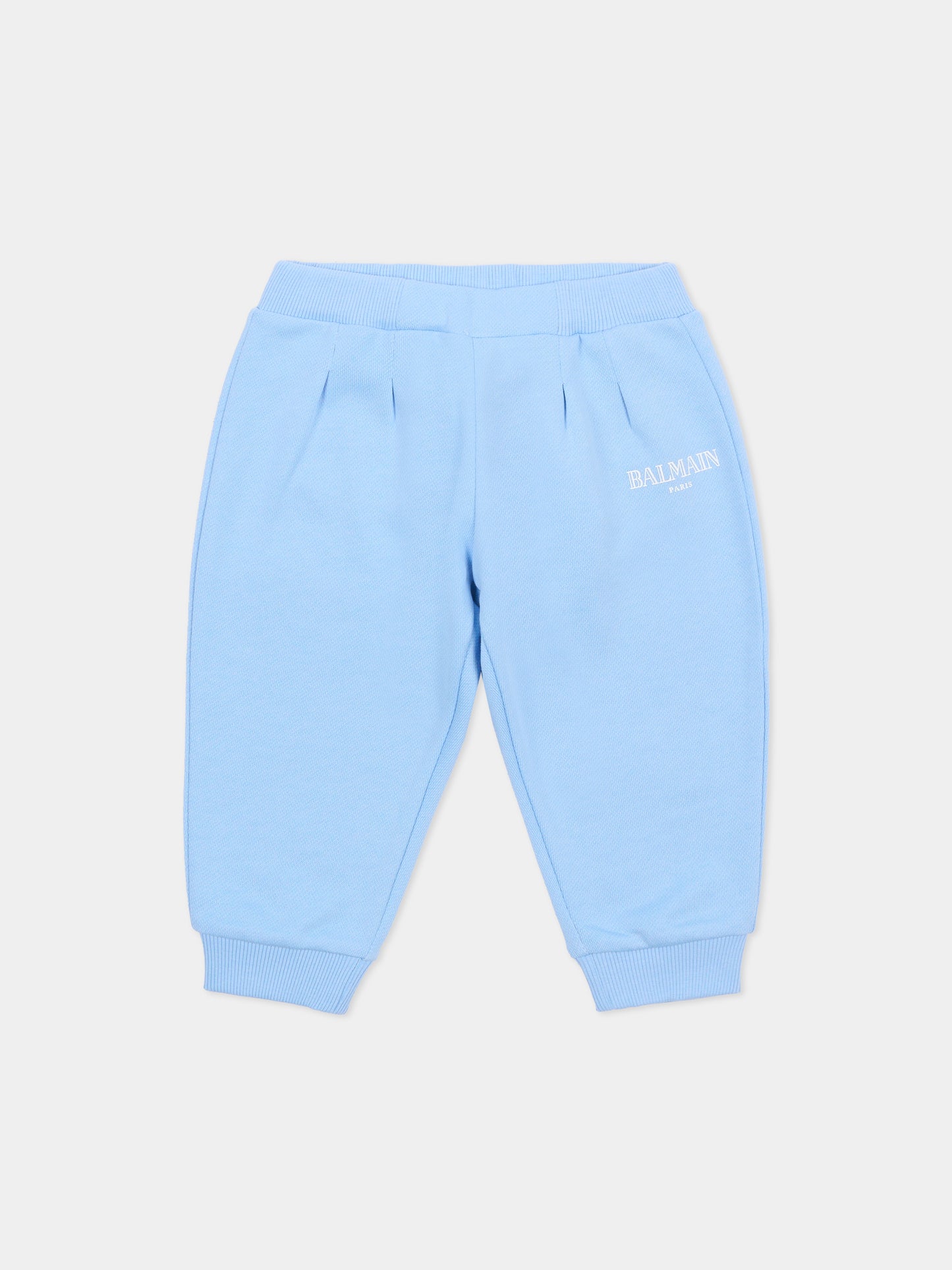 Pantaloni celesti sportivi per neonato con logo,Balmain Kids,BY6540-Z3183 652BC