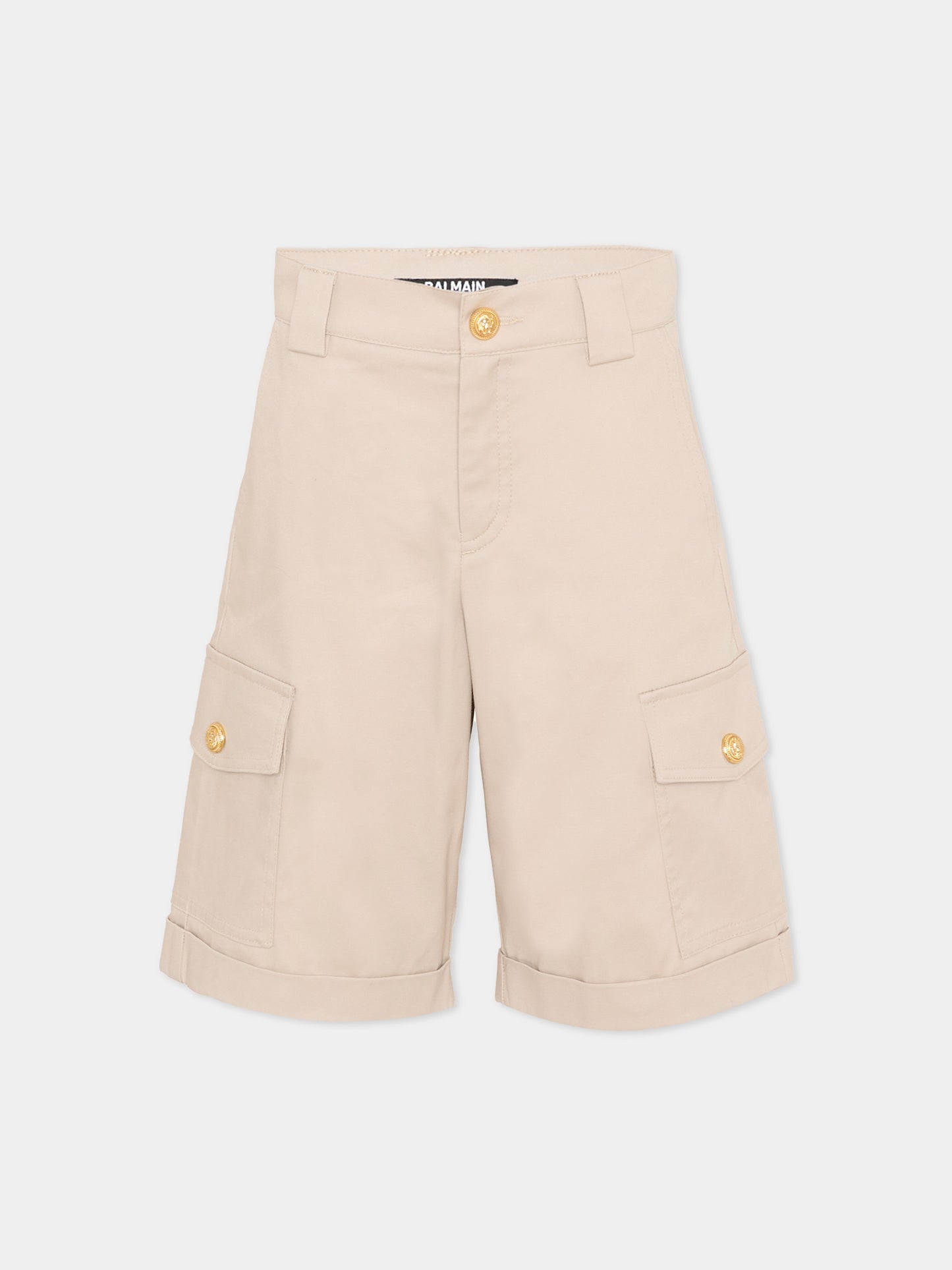 Shorts beige per bambino con tasche cargo,Balmain Kids,BY6R19-G0197 107
