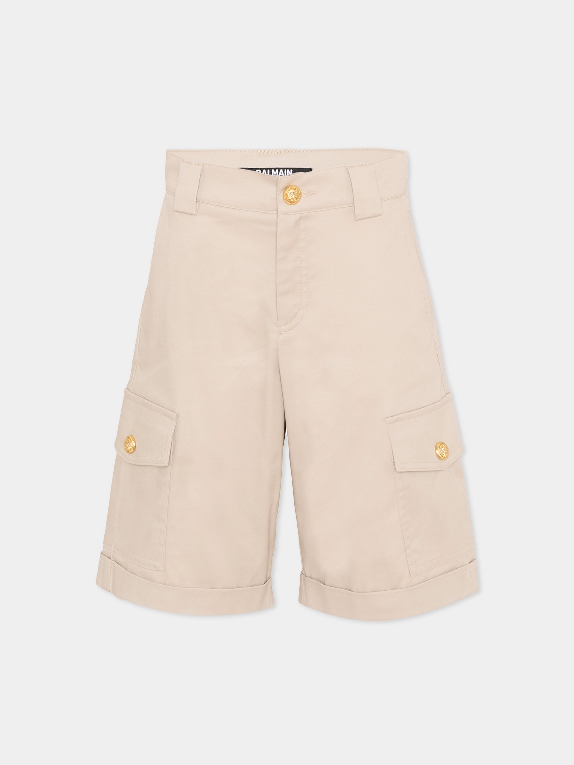 Shorts beige per bambino con tasche cargo,Balmain Kids,BY6R19-G0197 107
