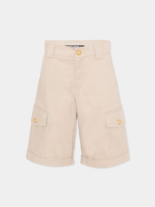 Shorts beige per bambino con tasche cargo,Balmain Kids,BY6R19-G0197 107
