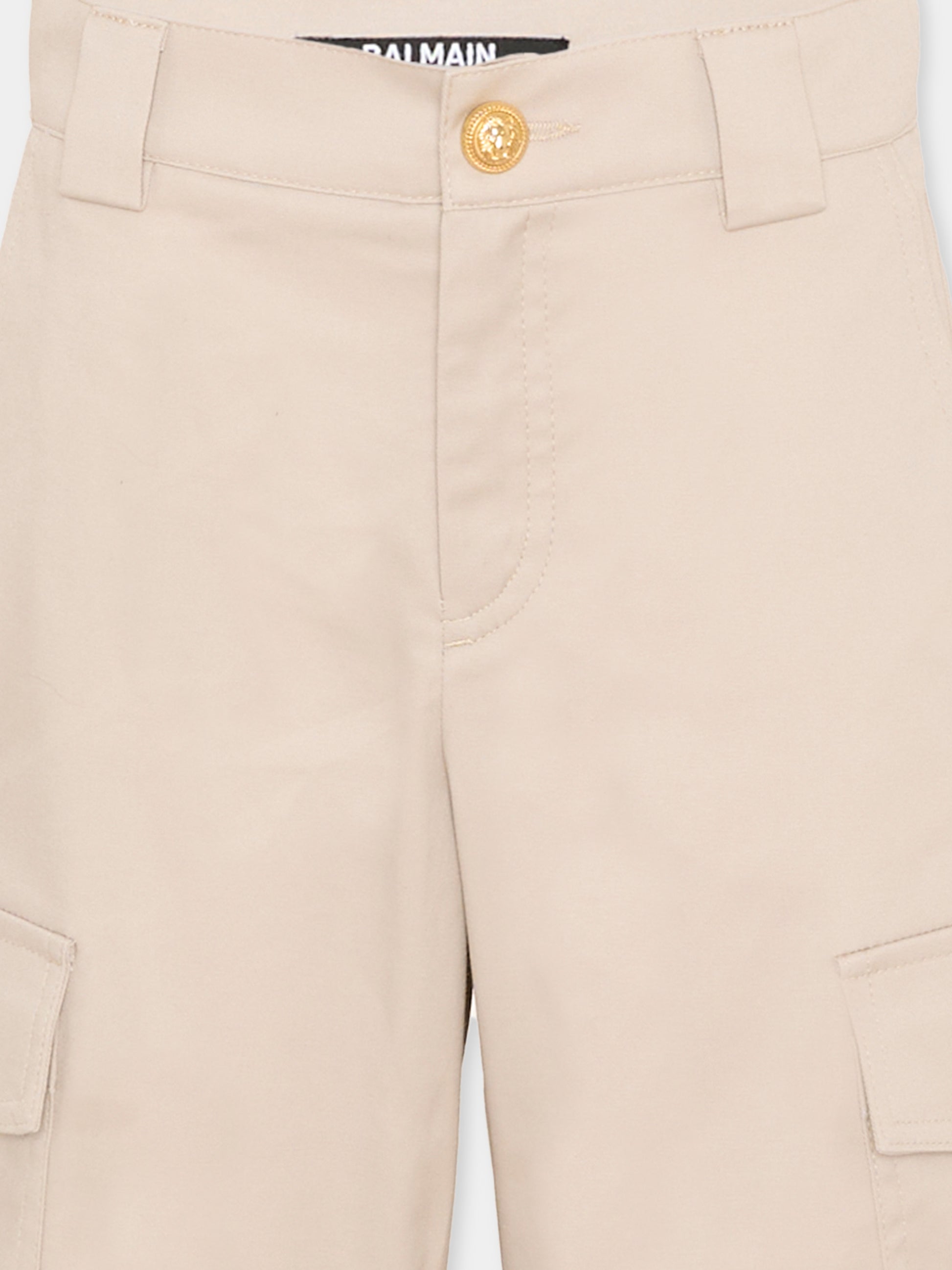 Shorts beige per bambino con tasche cargo,Balmain Kids,BY6R19-G0197 107