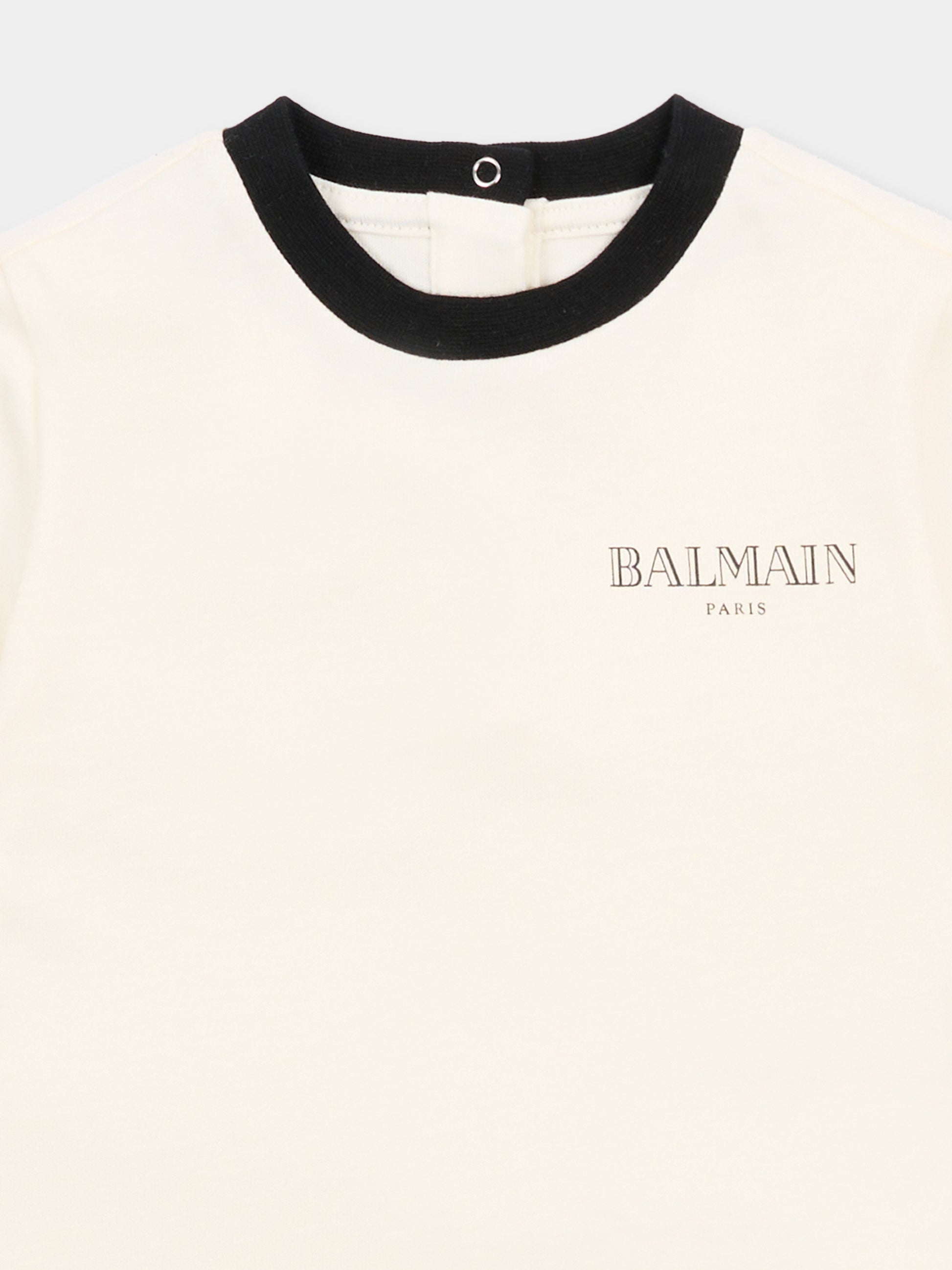 T-shirt avorio per neonatI con logo,Balmain Kids,BY8601-Z3672 102NE