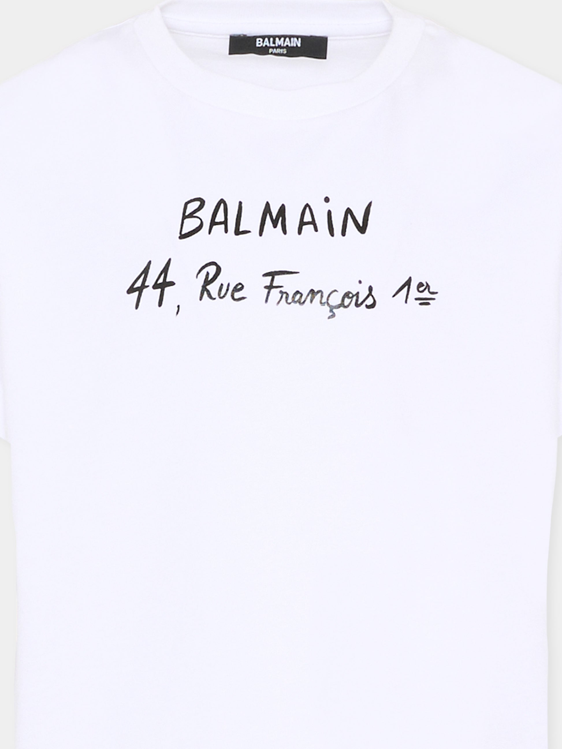 T-shirt bianca per bambini con logo e scritta,Balmain Kids,BY8B11-Z3672 100NE