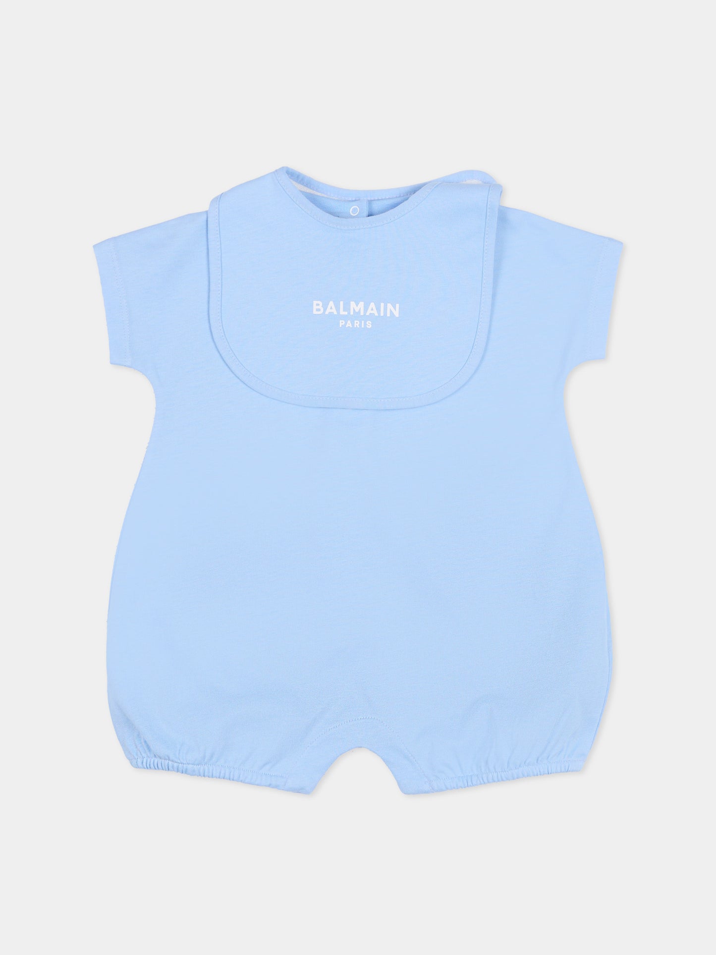 Pagliaccetto celeste per neonato con logo,Balmain Kids,BYB510-Z3672 652BC