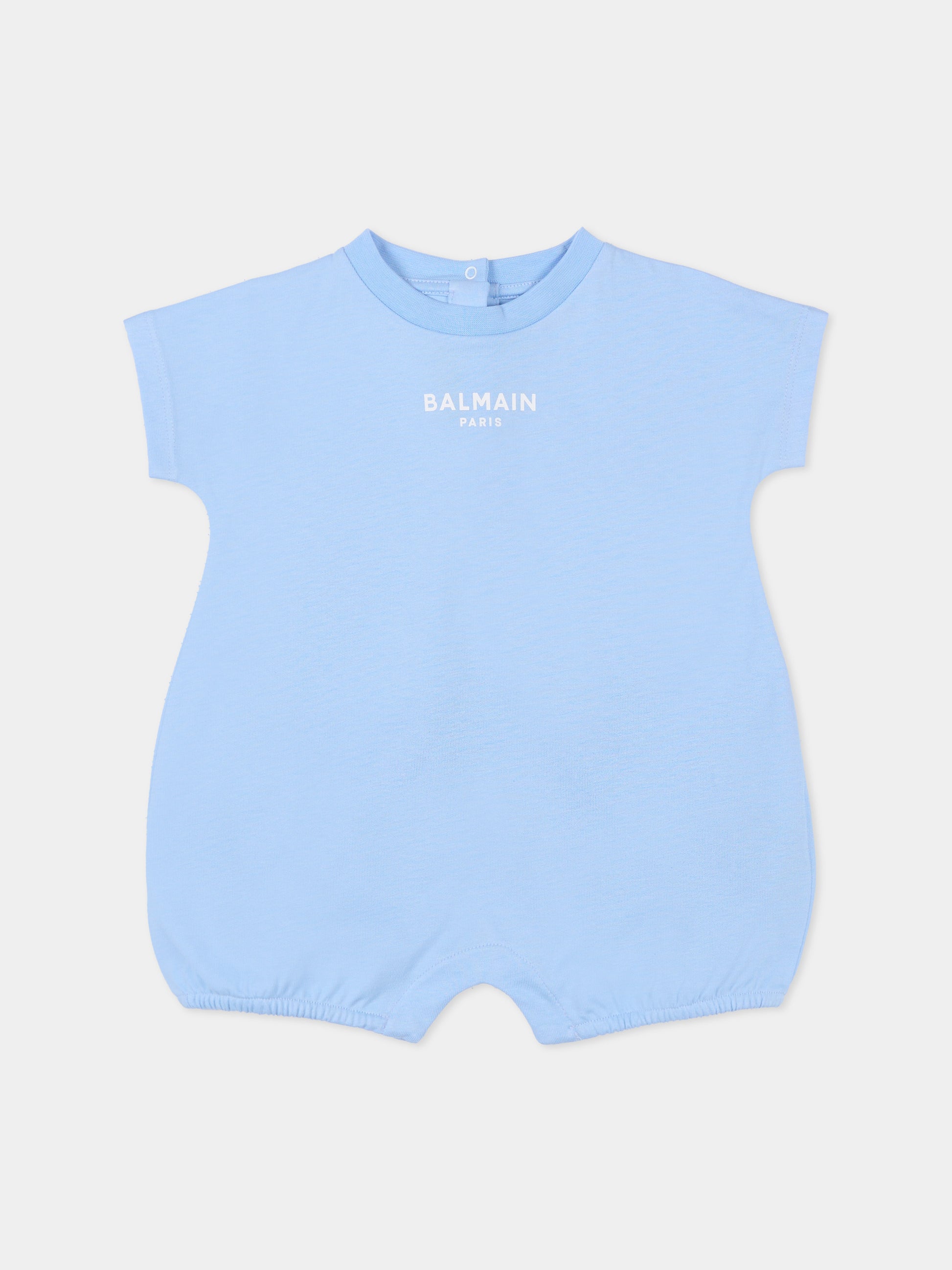 Pagliaccetto celeste per neonato con logo,Balmain Kids,BYB510-Z3672 652BC