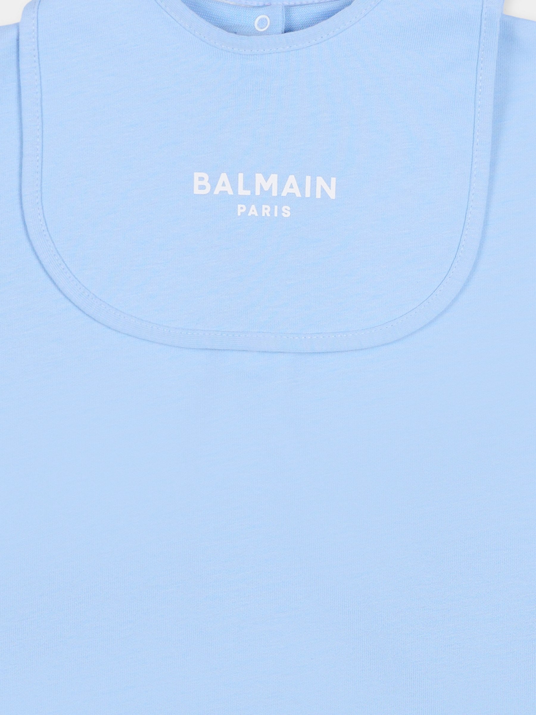 Pagliaccetto celeste per neonato con logo,Balmain Kids,BYB510-Z3672 652BC