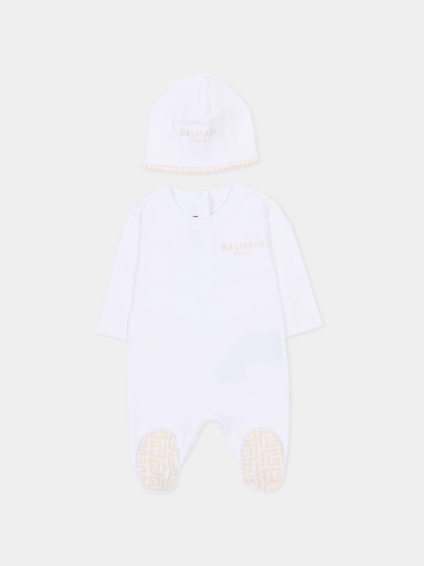 Set tutina bianco per neonati con logo,Balmain Kids,BYB560 Z3278 100BG