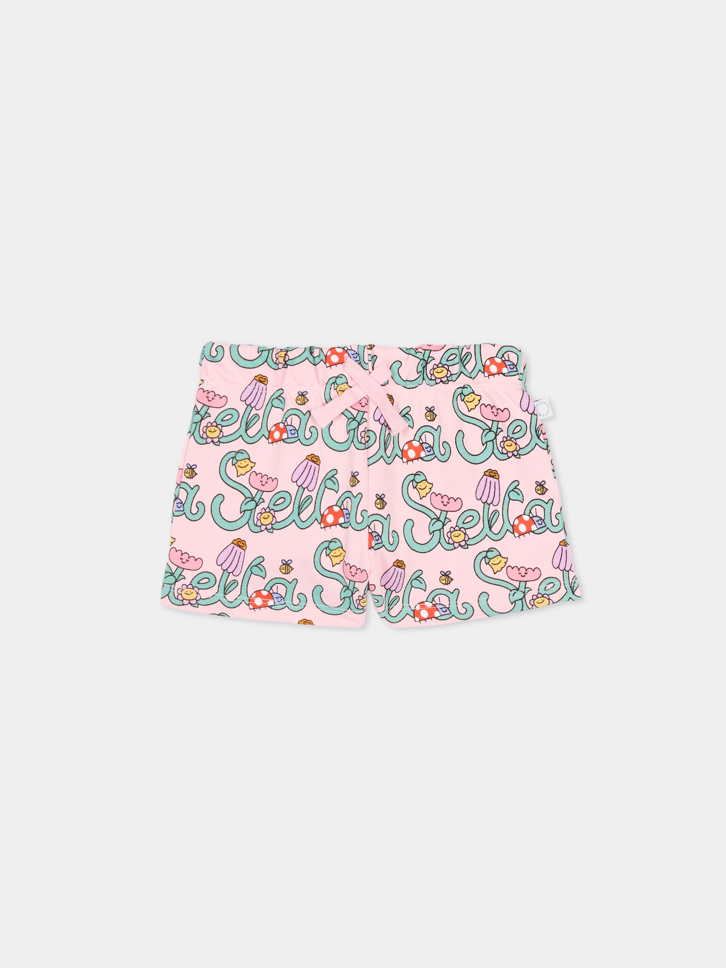 Shorts rosa per neonata con logo e fiori,Stella Mccartney Kids,TY6039-Z3581 51RMC