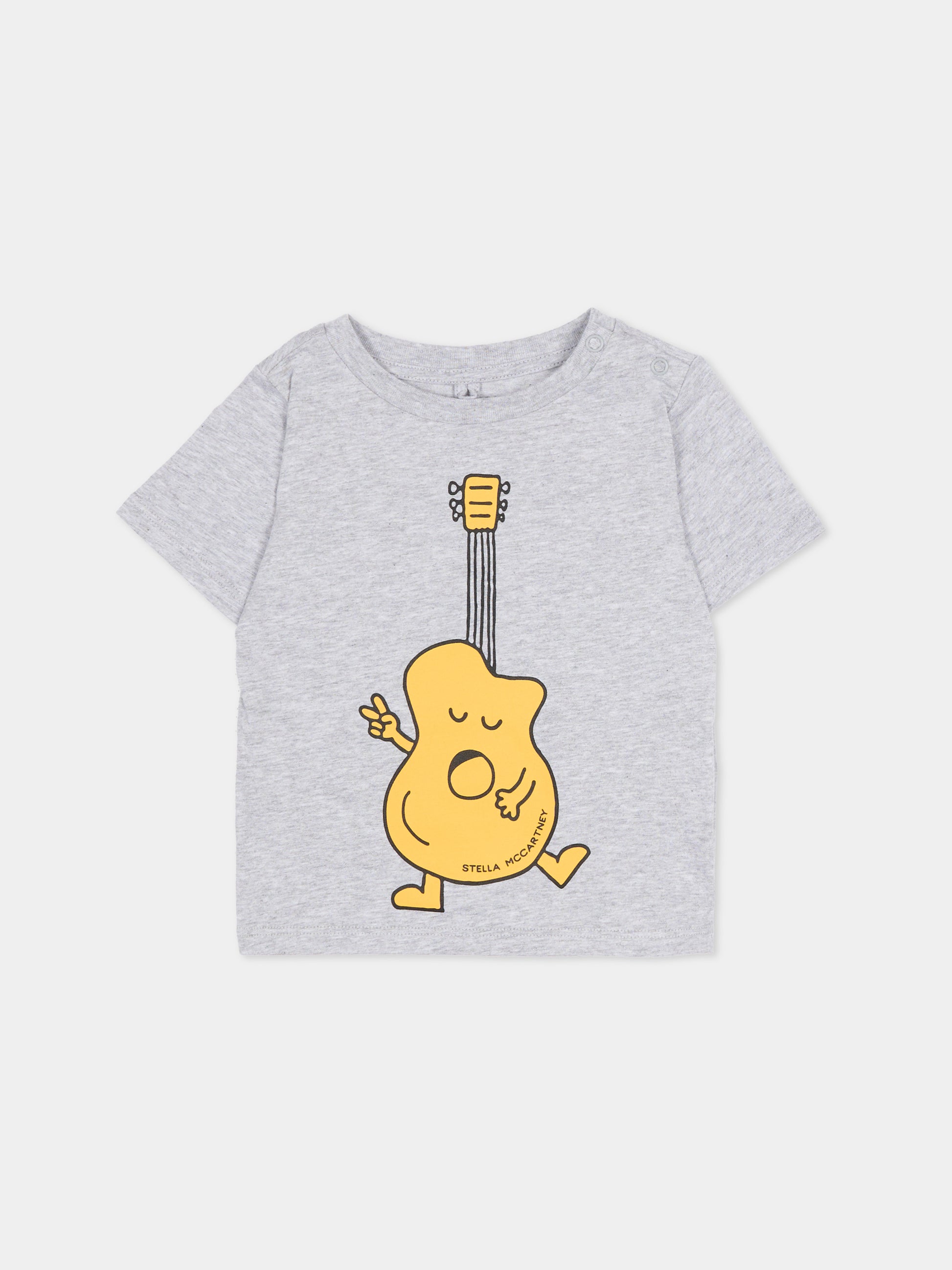 T-shirt grigia per neonato con stampa chitarra,Stella Mccartney Kids,TY8530-Z0434 807