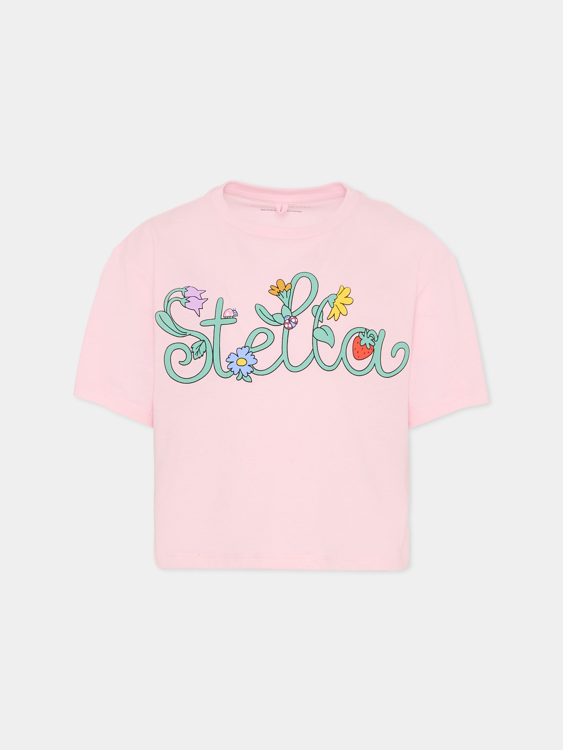 T-shirt rosa per bambina con logo,Stella Mccartney Kids,TY8A31-Z0434 51R