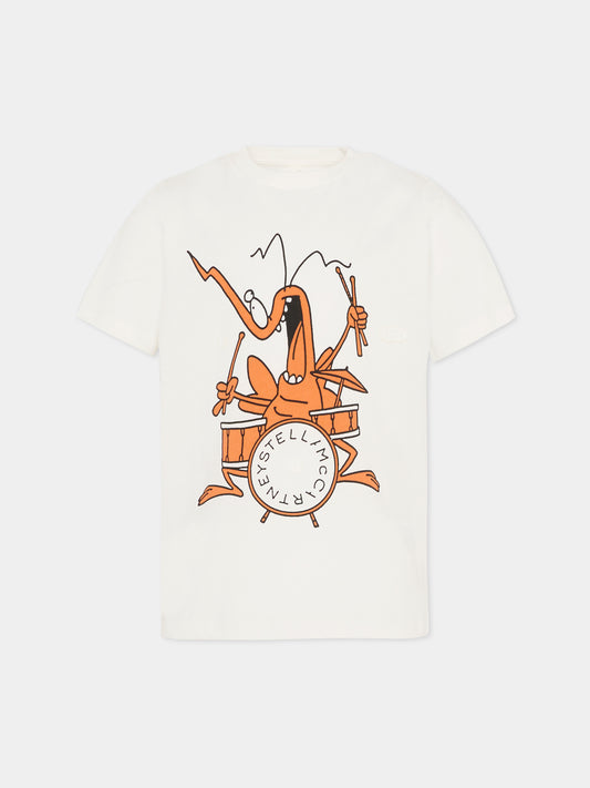 Ivory T-shirt for boy with bug print